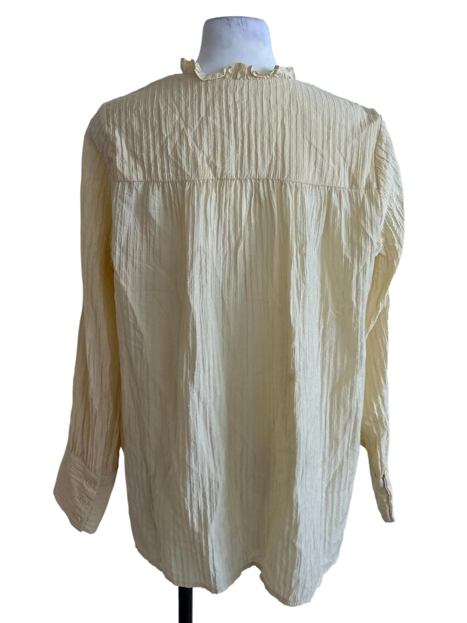 Light Yellow Ruffle Textured Button Top - Image 2