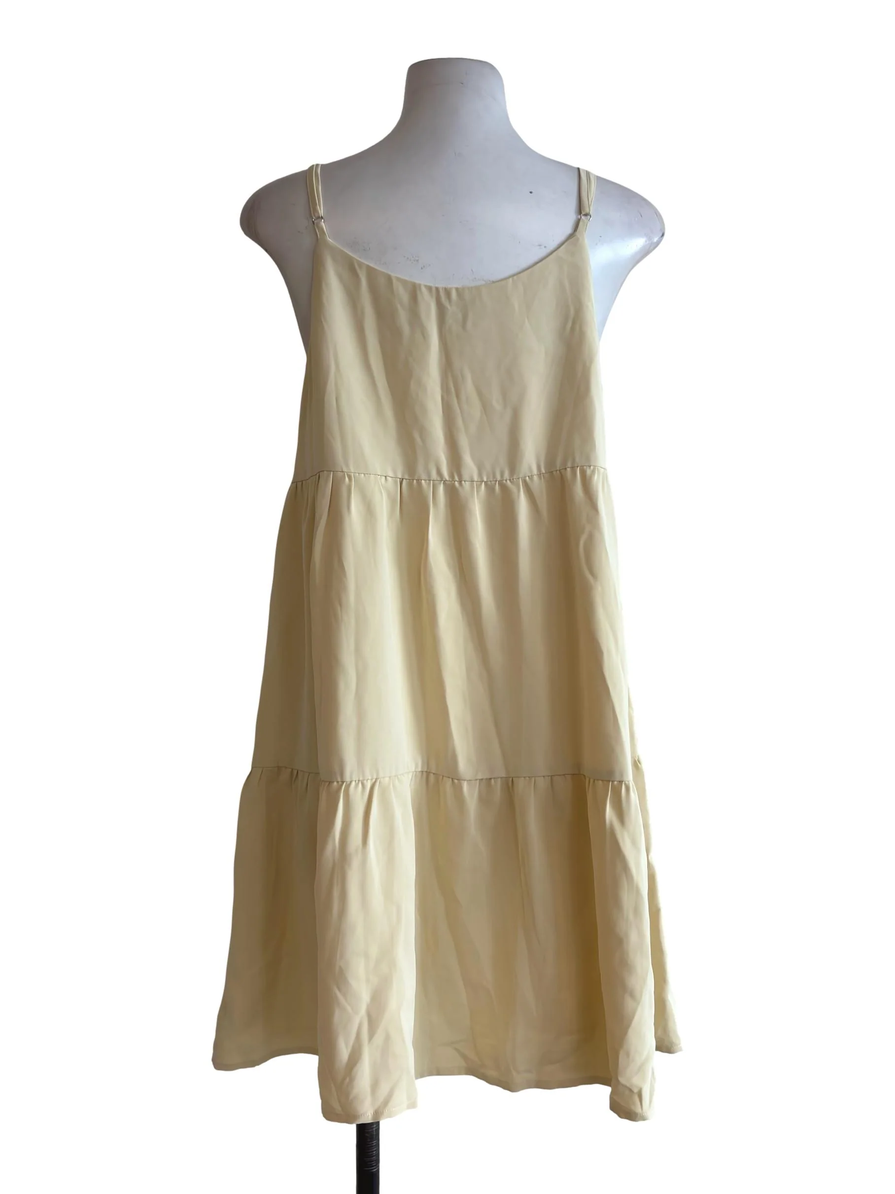 Light Yellow Tiered Mini Dress TTR - Image 2