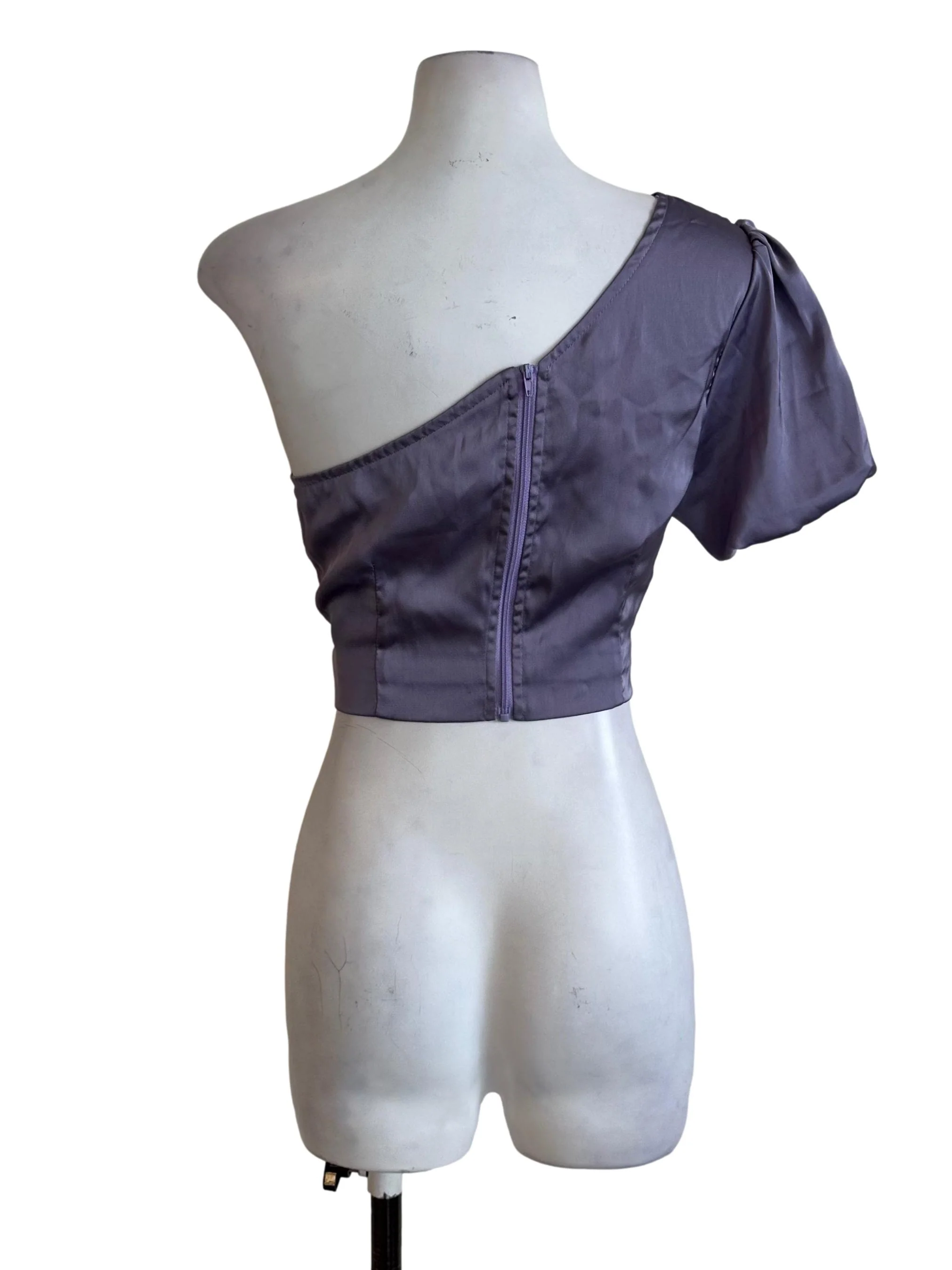 Lilac Purple Asymmetric Front Tie Top - Image 2
