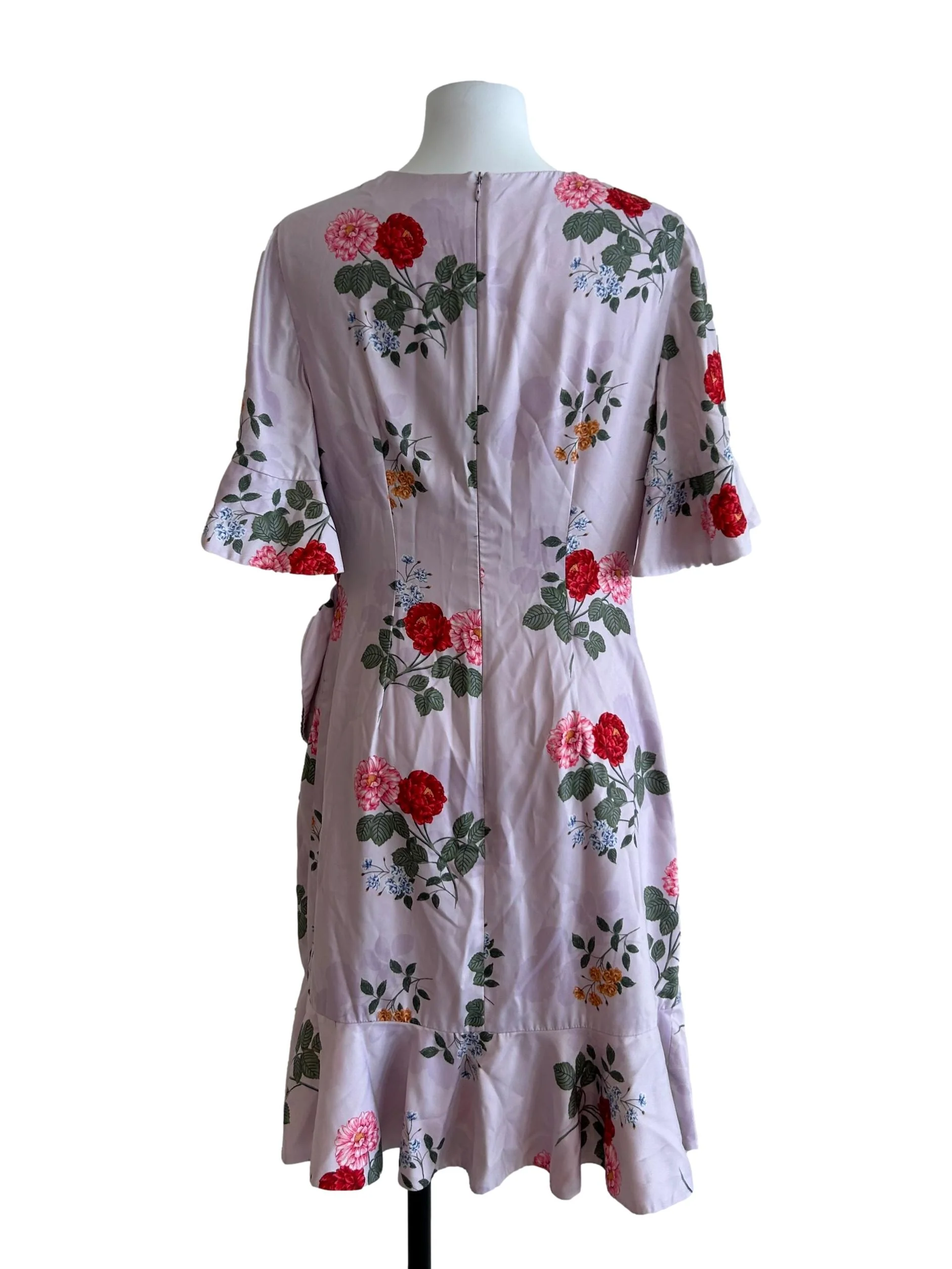 Lilac Purple Floral Short Sleeves Dress - Image 2
