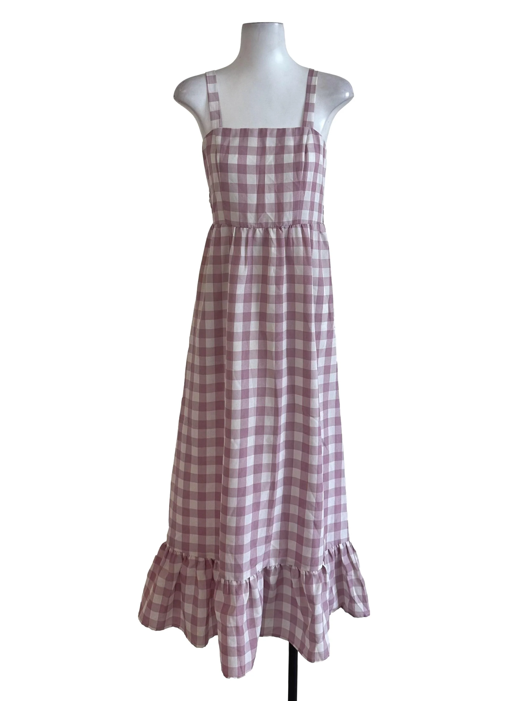 Lilac Purple Plaid Ruffle Dress