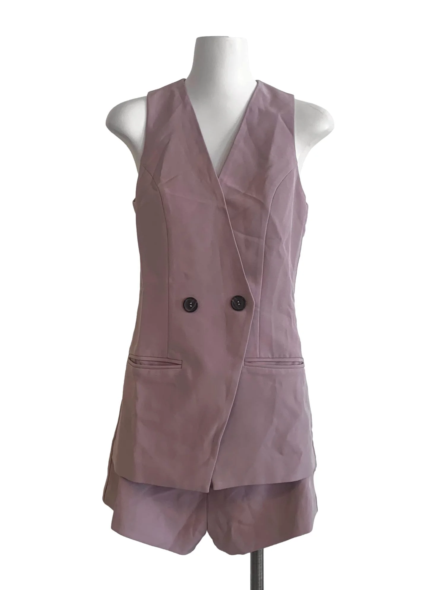 Lilac Purple Single Breasted Romper LB