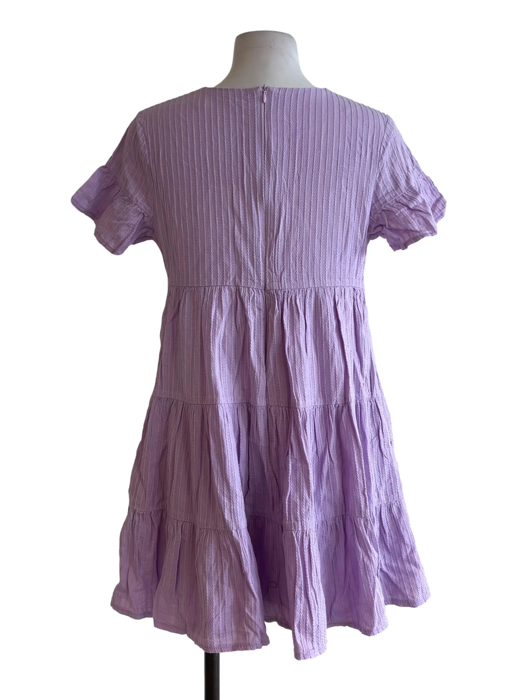 Lilac Purple Tiered Mini Dress - Image 2