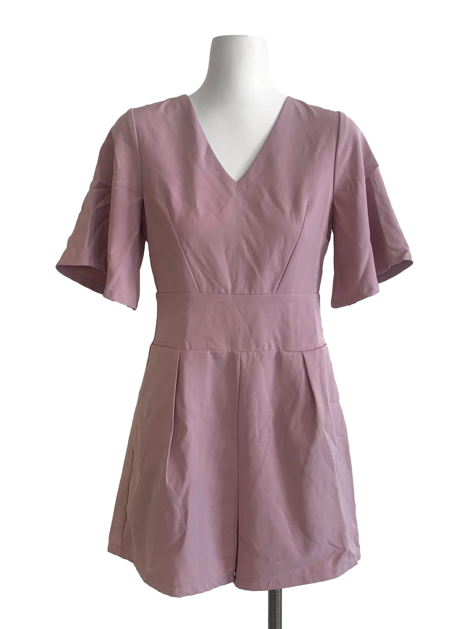 Lilac Purple V Neck Romper