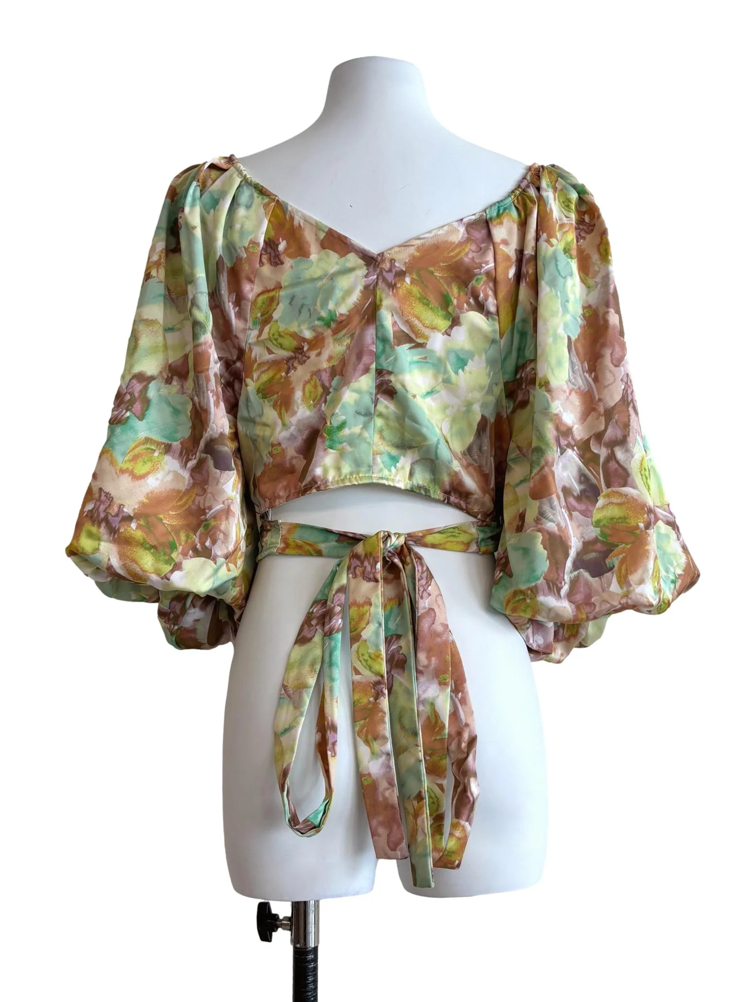 Lime Green Cashmere Patterned Wrap Top - Image 2