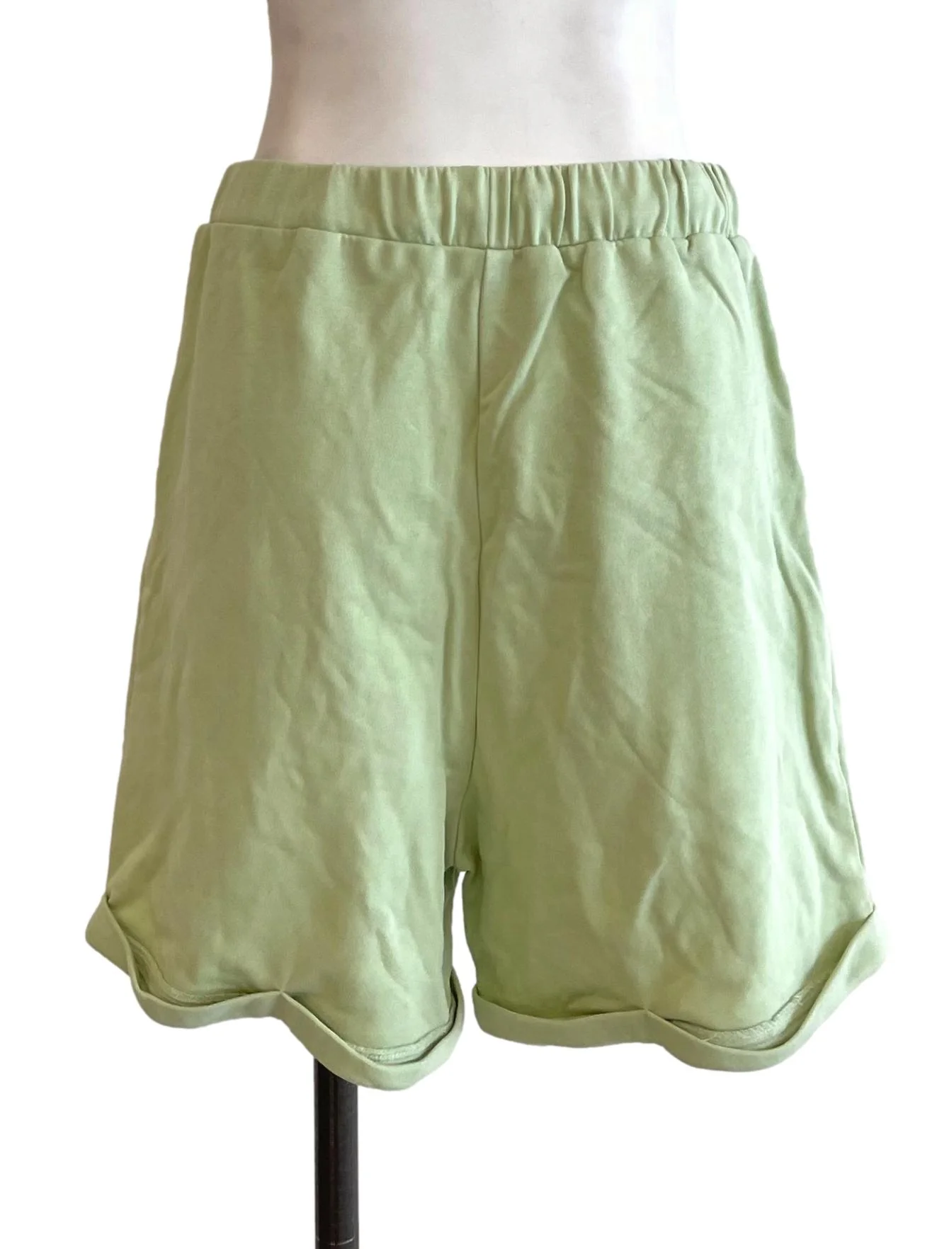 Lime Green Cuffed Shorts - Image 2