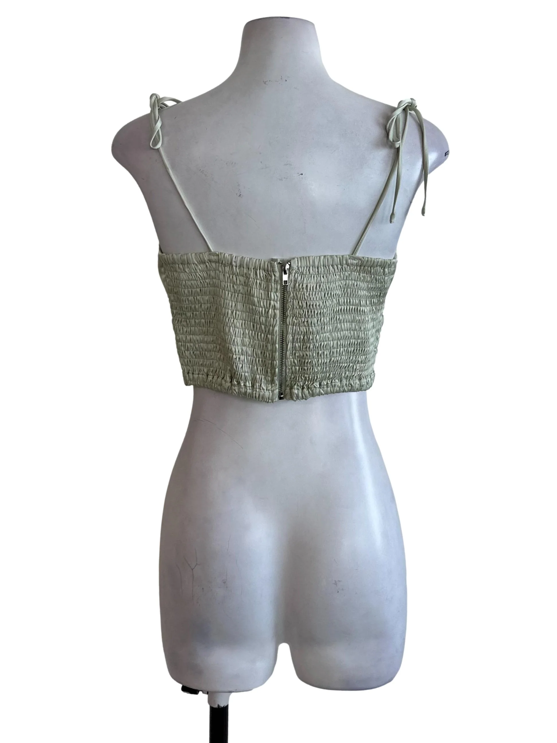 Lime Green Satin Ruched Top - Image 2