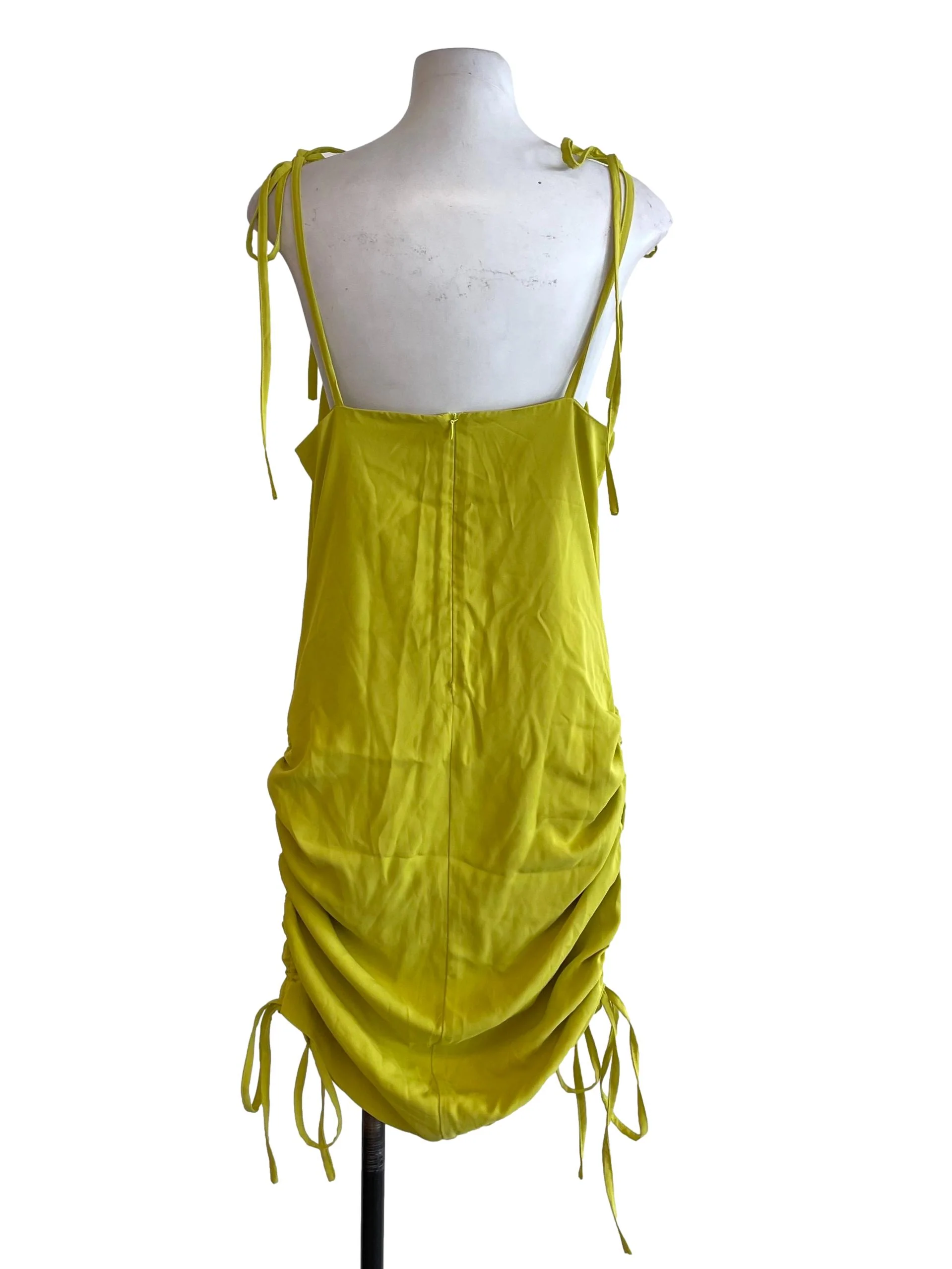 Lime Scrunch Slip Dress - Image 2