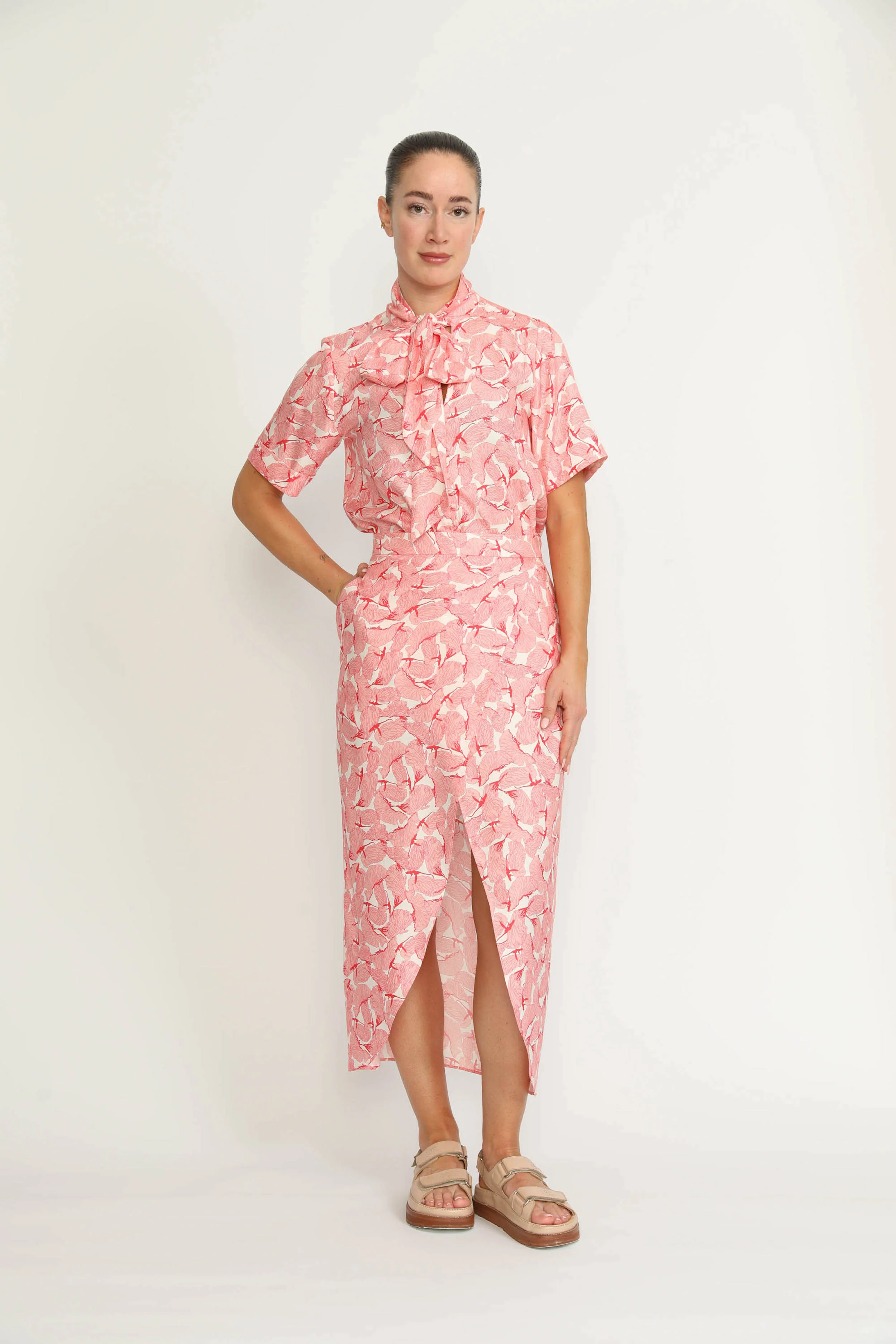 Littau Skirt - Wrap Midi Skirt In Pink Petal Print CSN