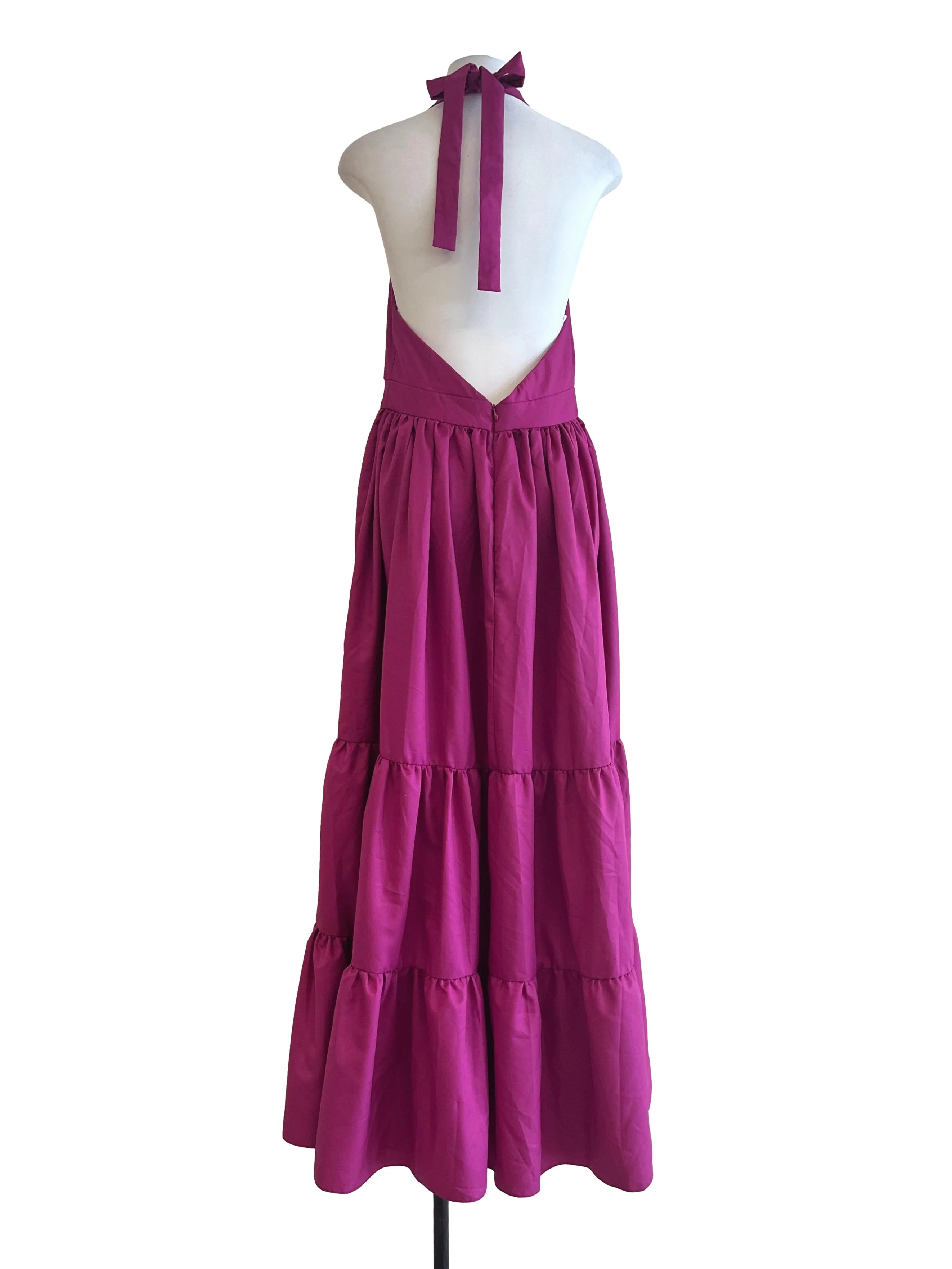 Magenta Pink Hlater Strap A-Line Sleeveless Dress - Image 2