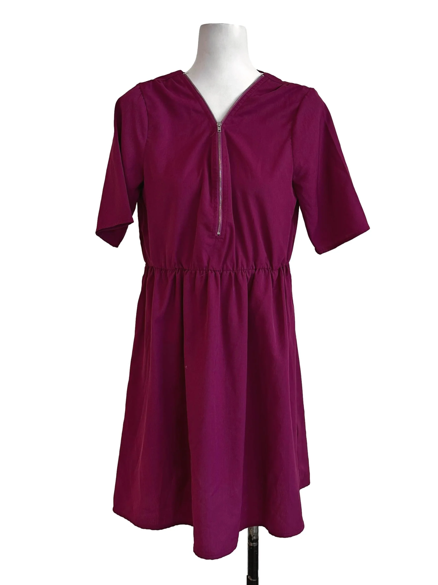 Magenta Purple Plain Mini Dress