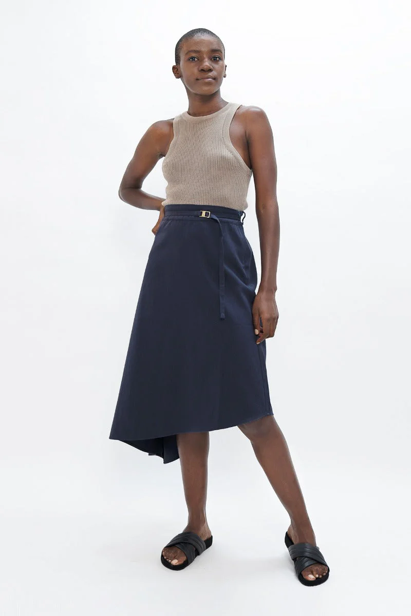 Mallorca Organic Cotton Asymmetric Skirt In Summer Night CSN
