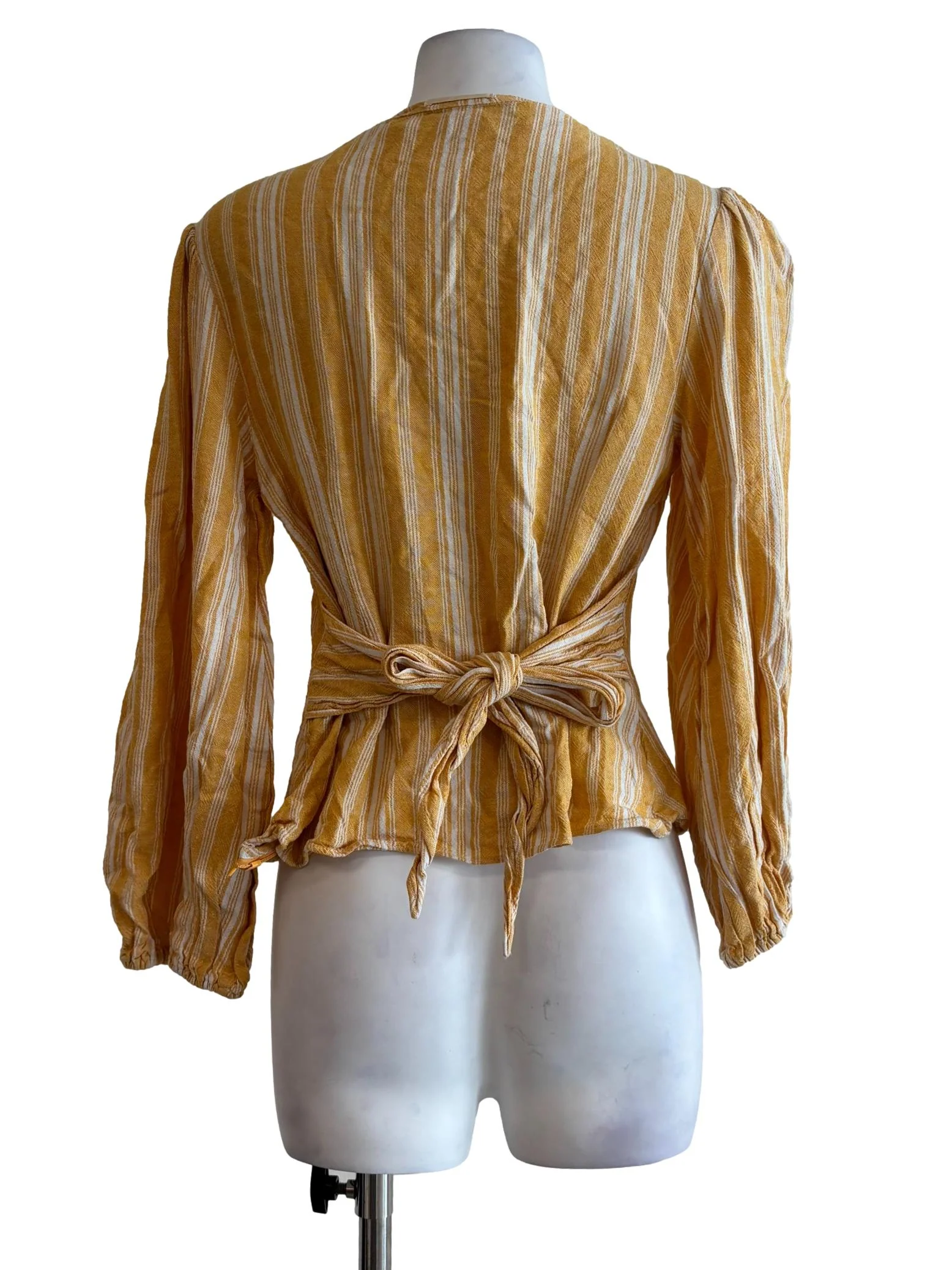 Marigold Striped Long Sleeve Linen Blouse - Image 2