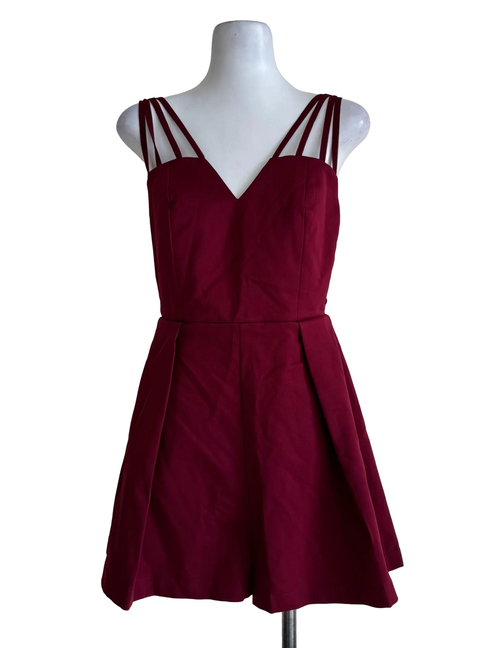 Maroon Back Lace Romper
