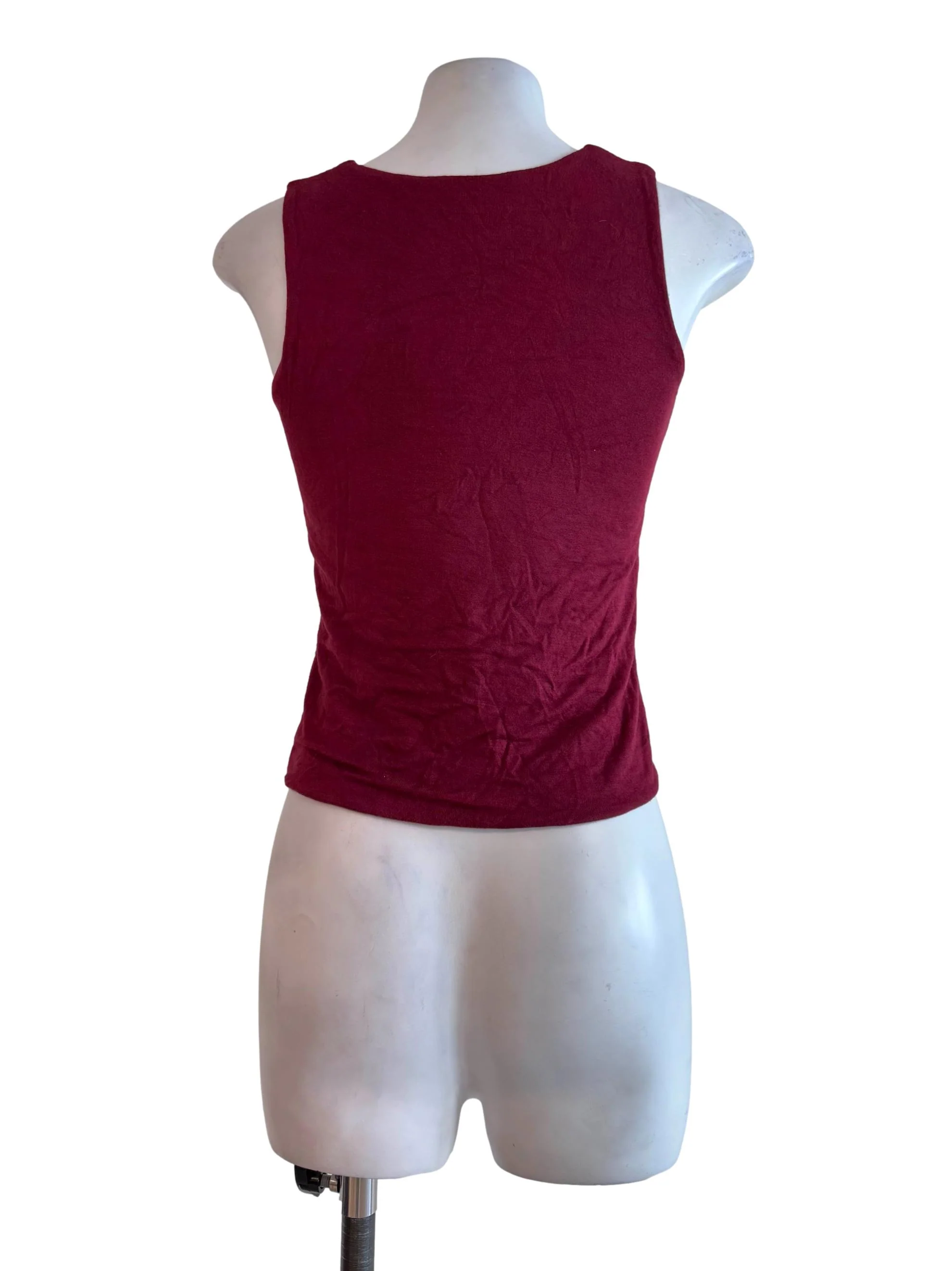 Maroon Jewel Neck Cut Shirt - Image 2