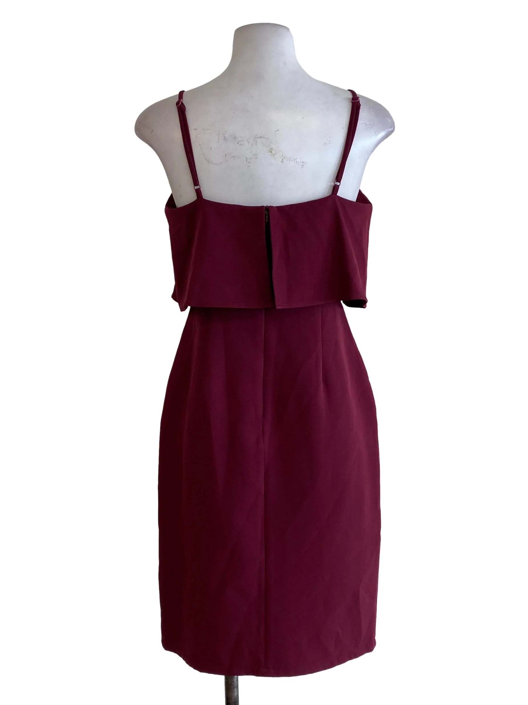 Maroon Layered Sheath Dress - Image 2