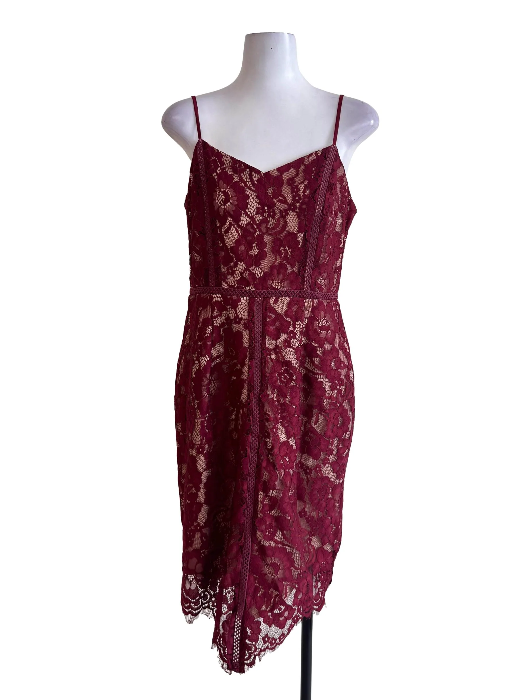 Maroon Red Laced Dress