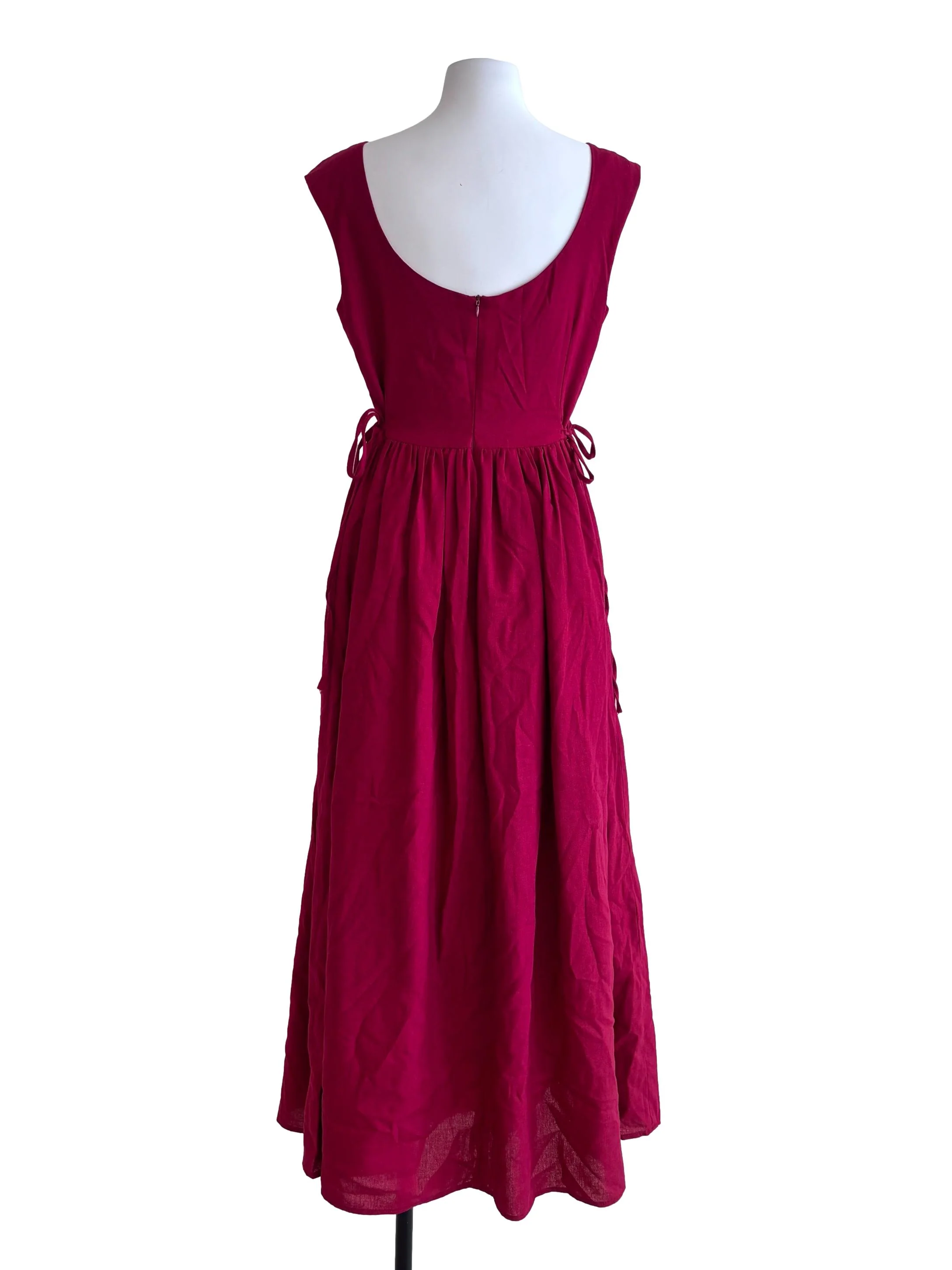 Maroon Red Scoop Neck Dress - Image 2