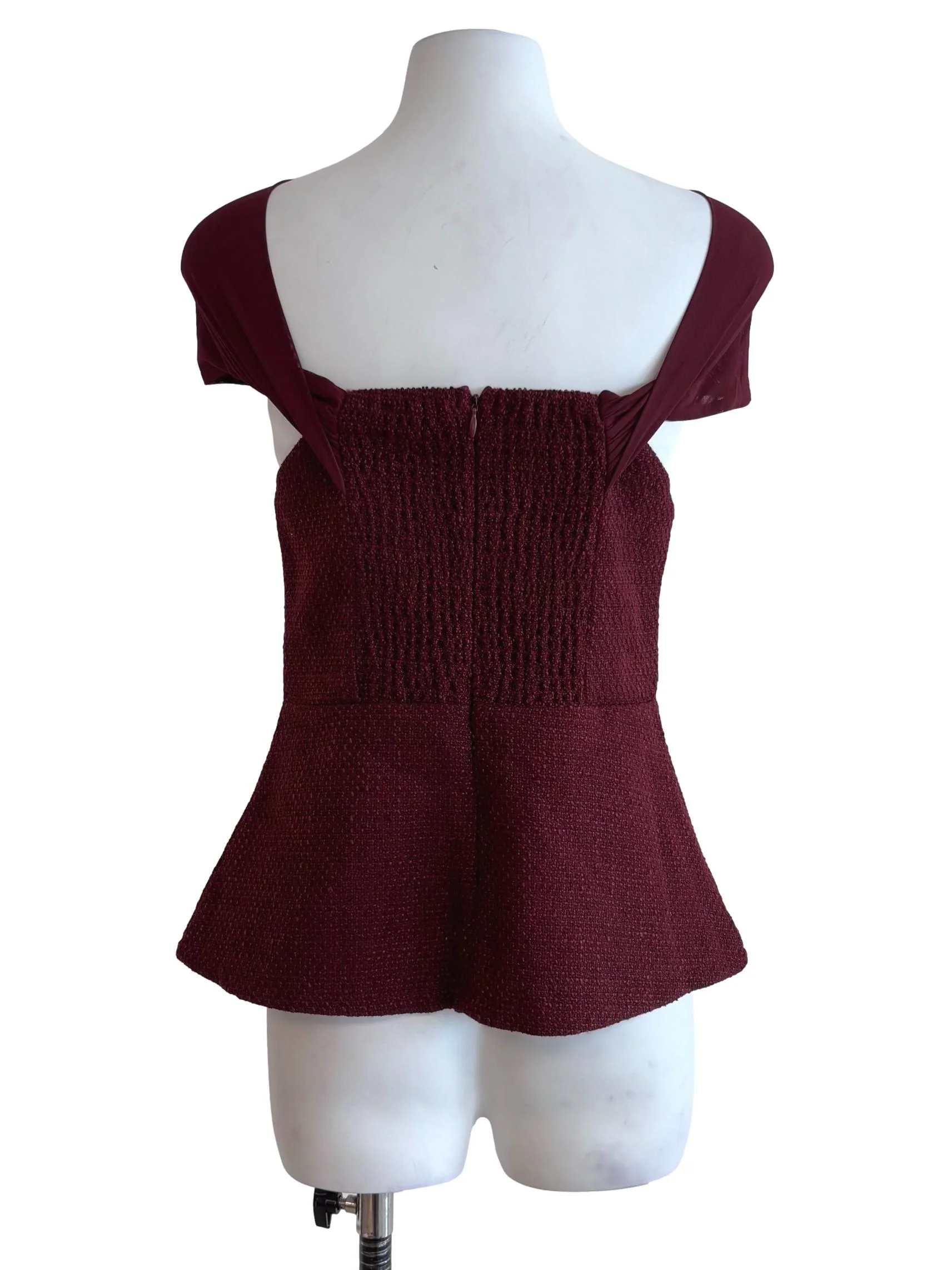 Maroon Red Tweed Pattern Top - Image 2