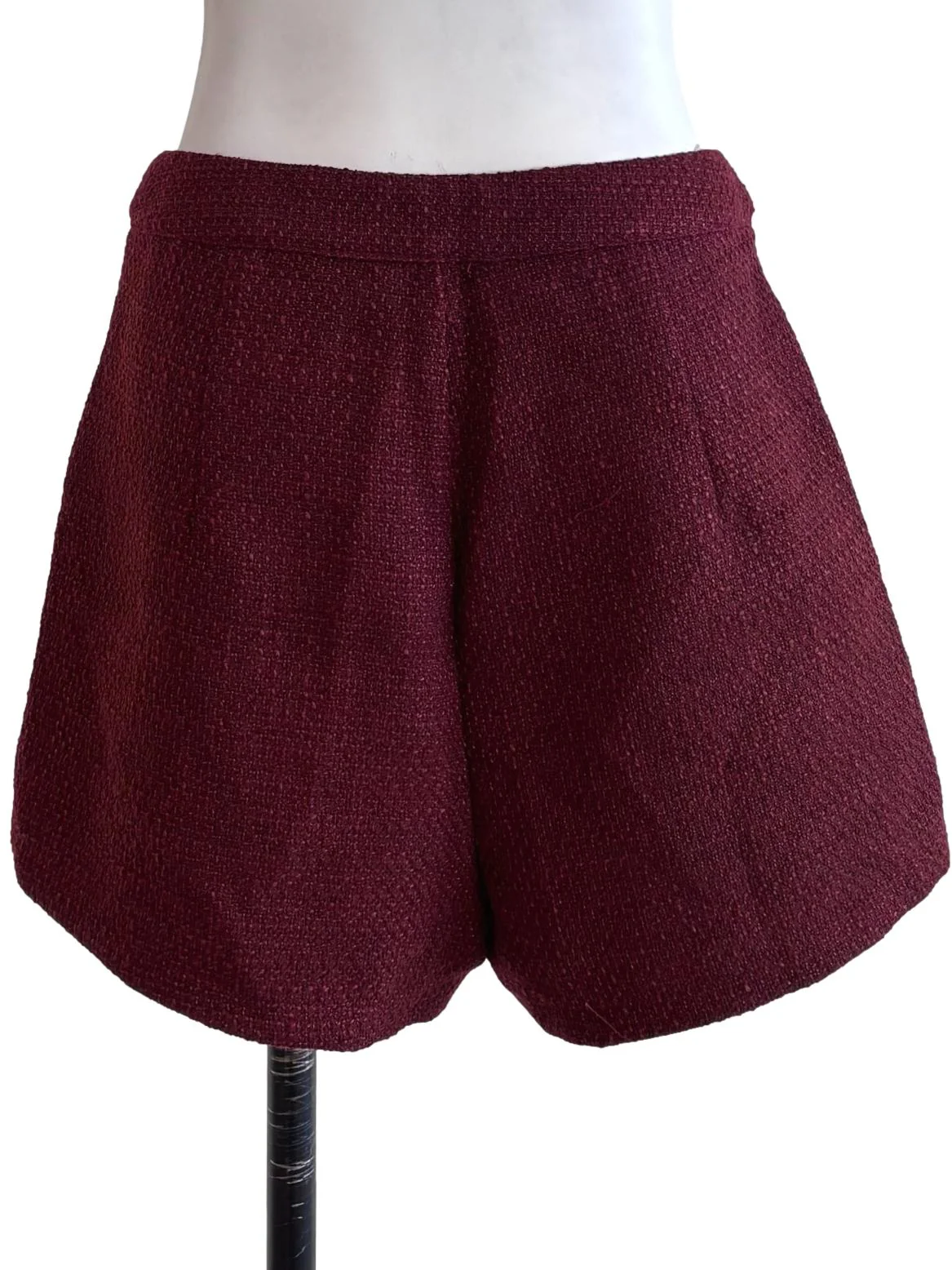 Maroon Red Tweed Shorts - Image 2