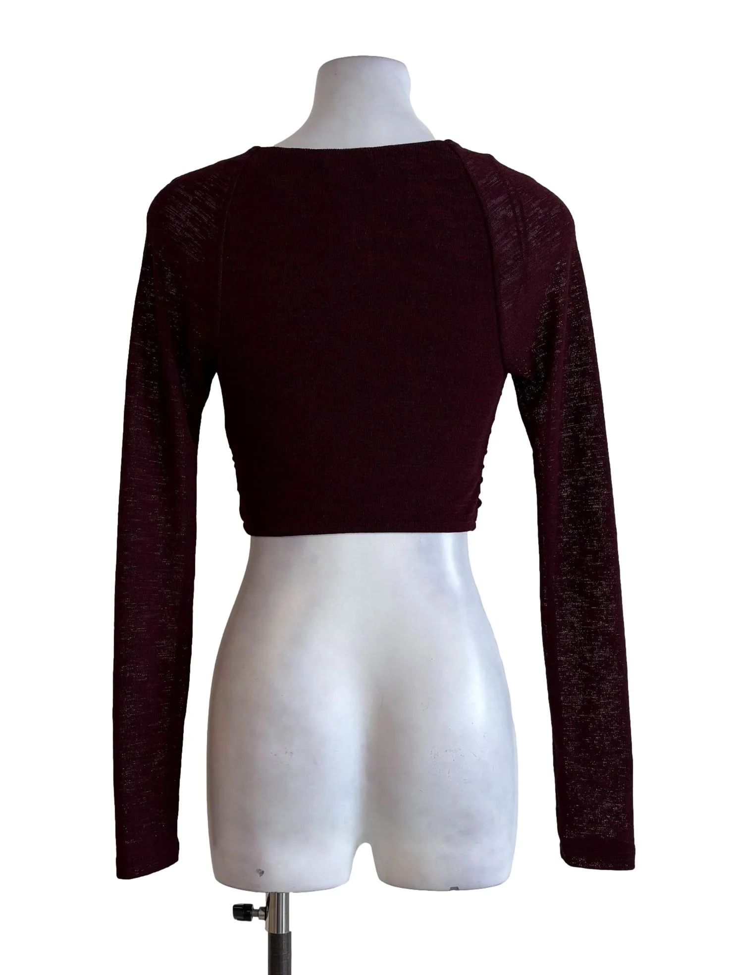 Maroon Smocked Sheer Sleeve Top - Image 2