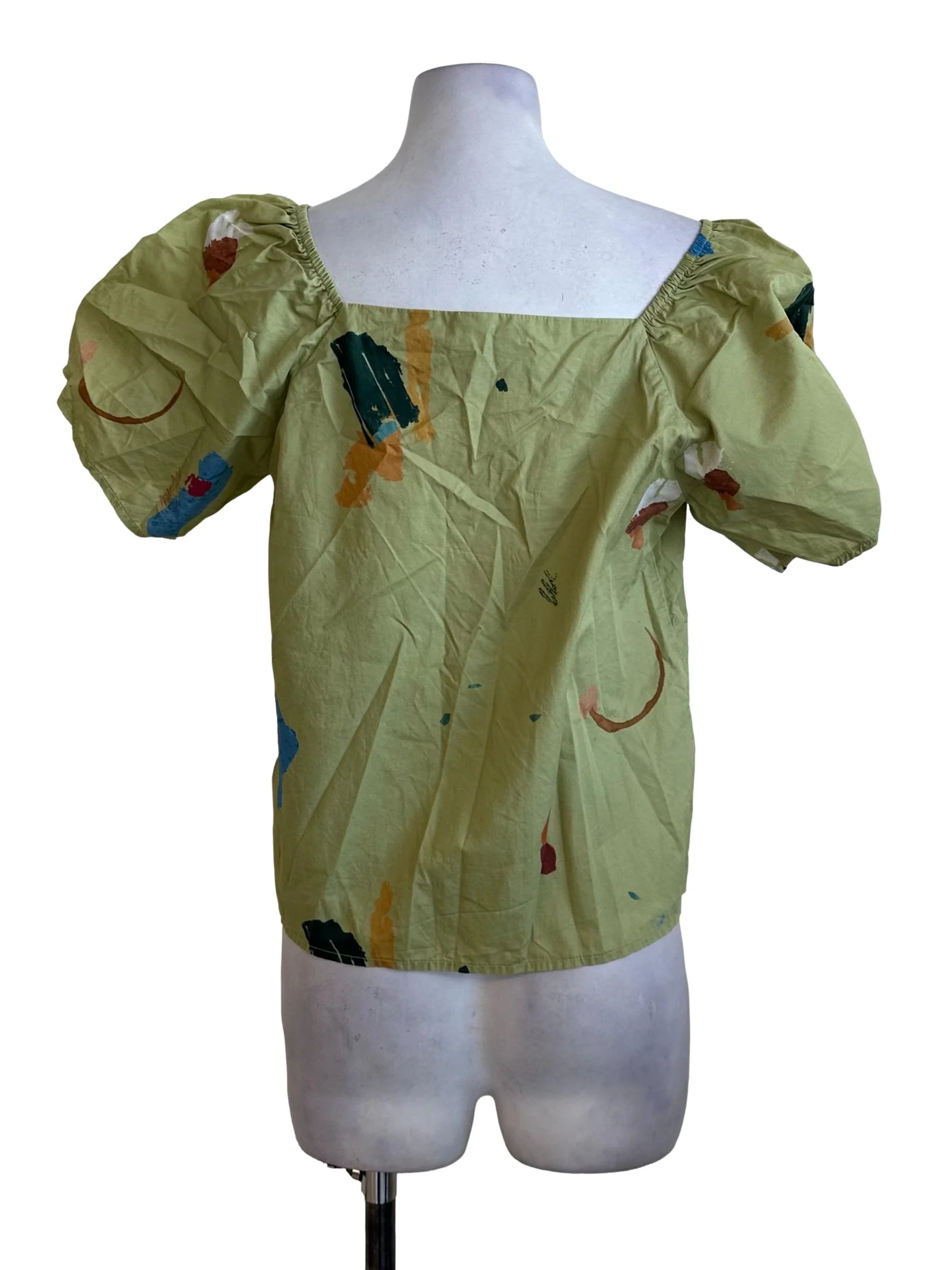 Matcha Green Pattern Square Neck Top OSN - Image 2