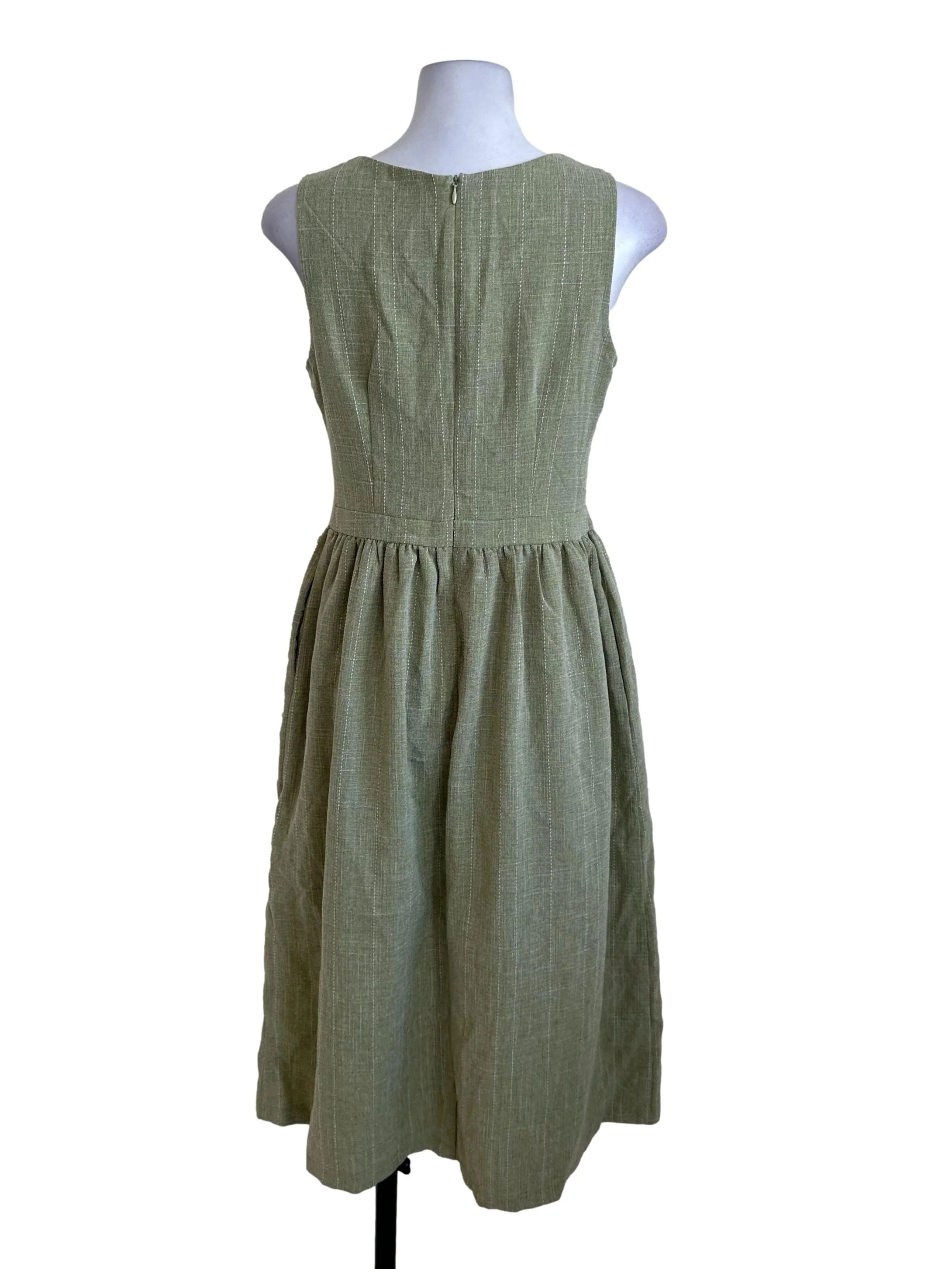 Matcha Green Textured Button Dress - Image 2