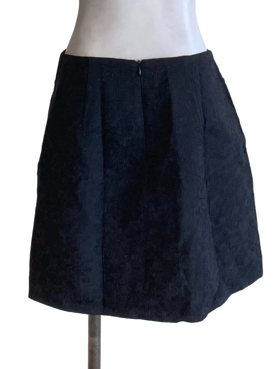 Matte Black Zipped Asymmetrical Mini Skirt - Image 2
