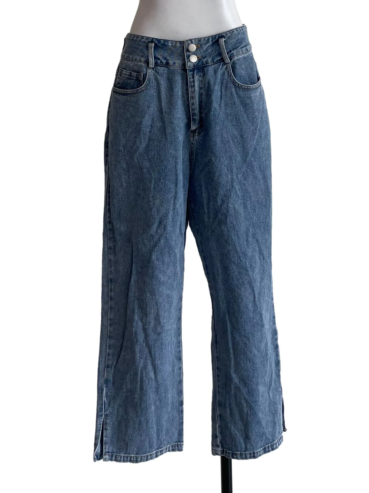Medium Blue Denim Straight Cut Jeans