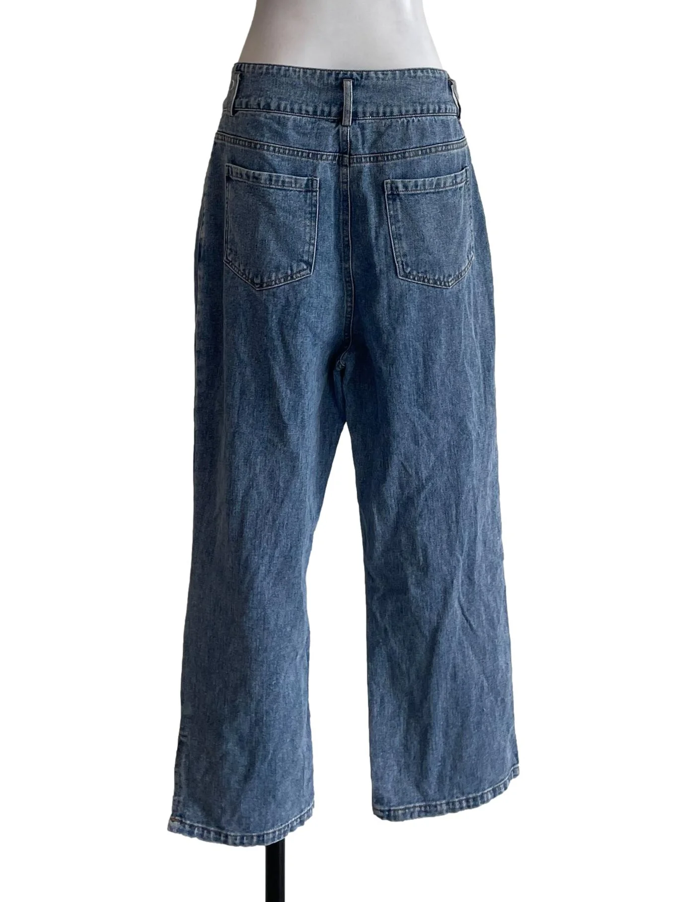 Medium Blue Denim Straight Cut Jeans - Image 2