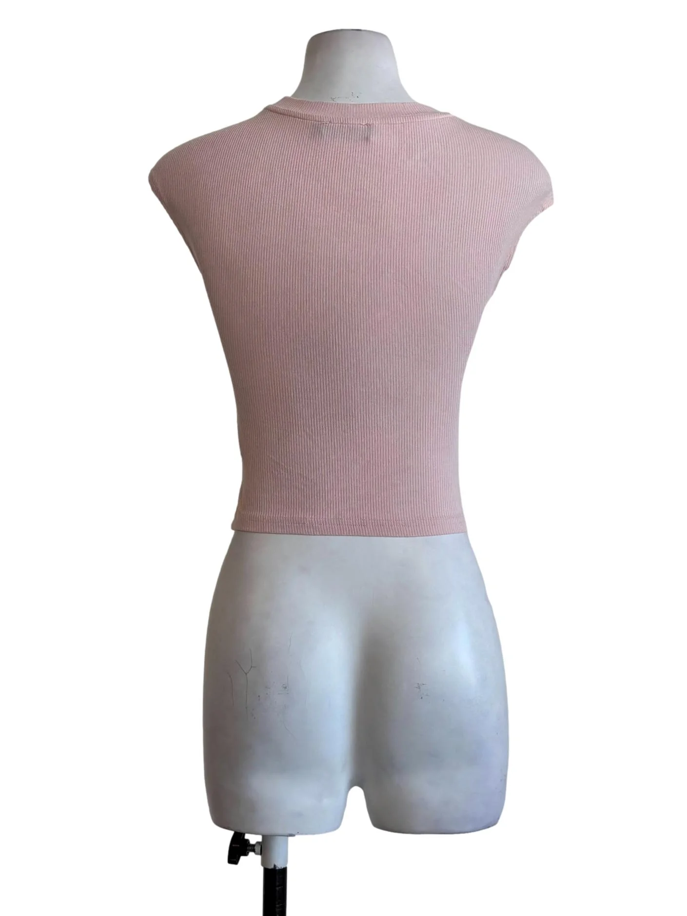 Melon Pink Padded Ribbed Tank Top - Image 2