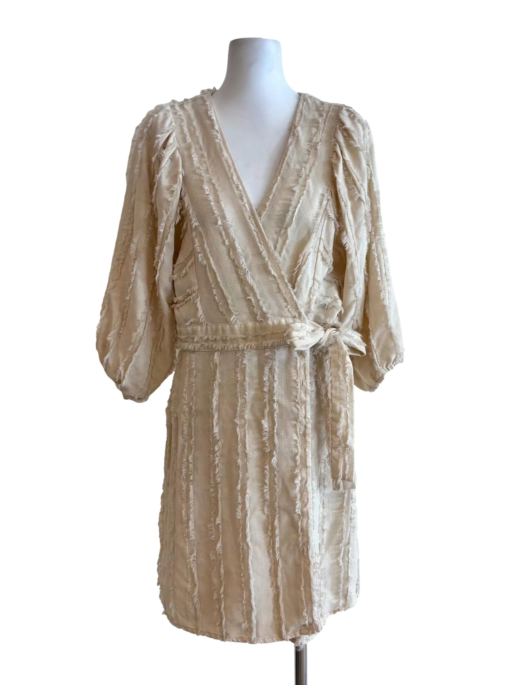 Merino Fuzzy Textured Wrap Dress