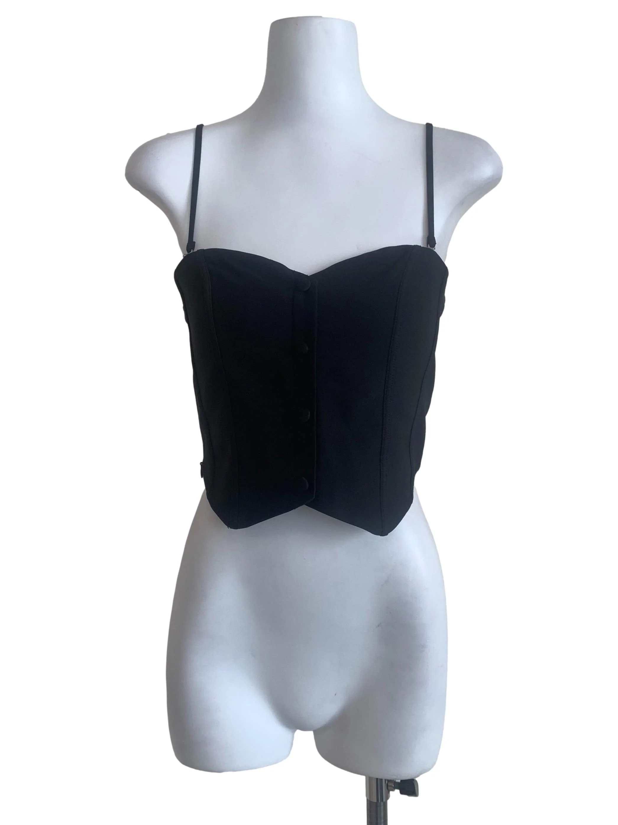 Metal Black Spaghetti Strap Corset Top