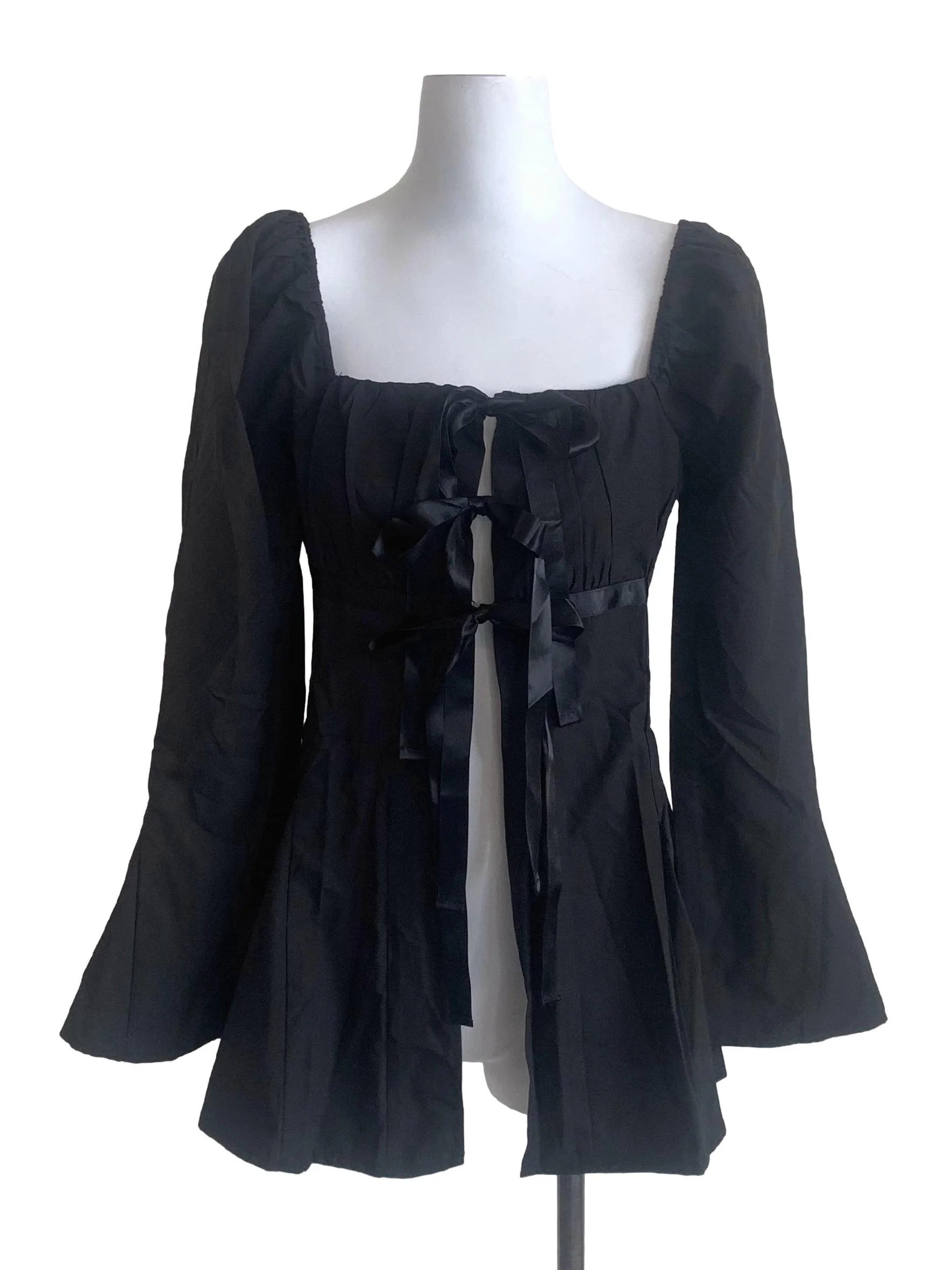 Midnight Black Bell Sleeves Top YHF