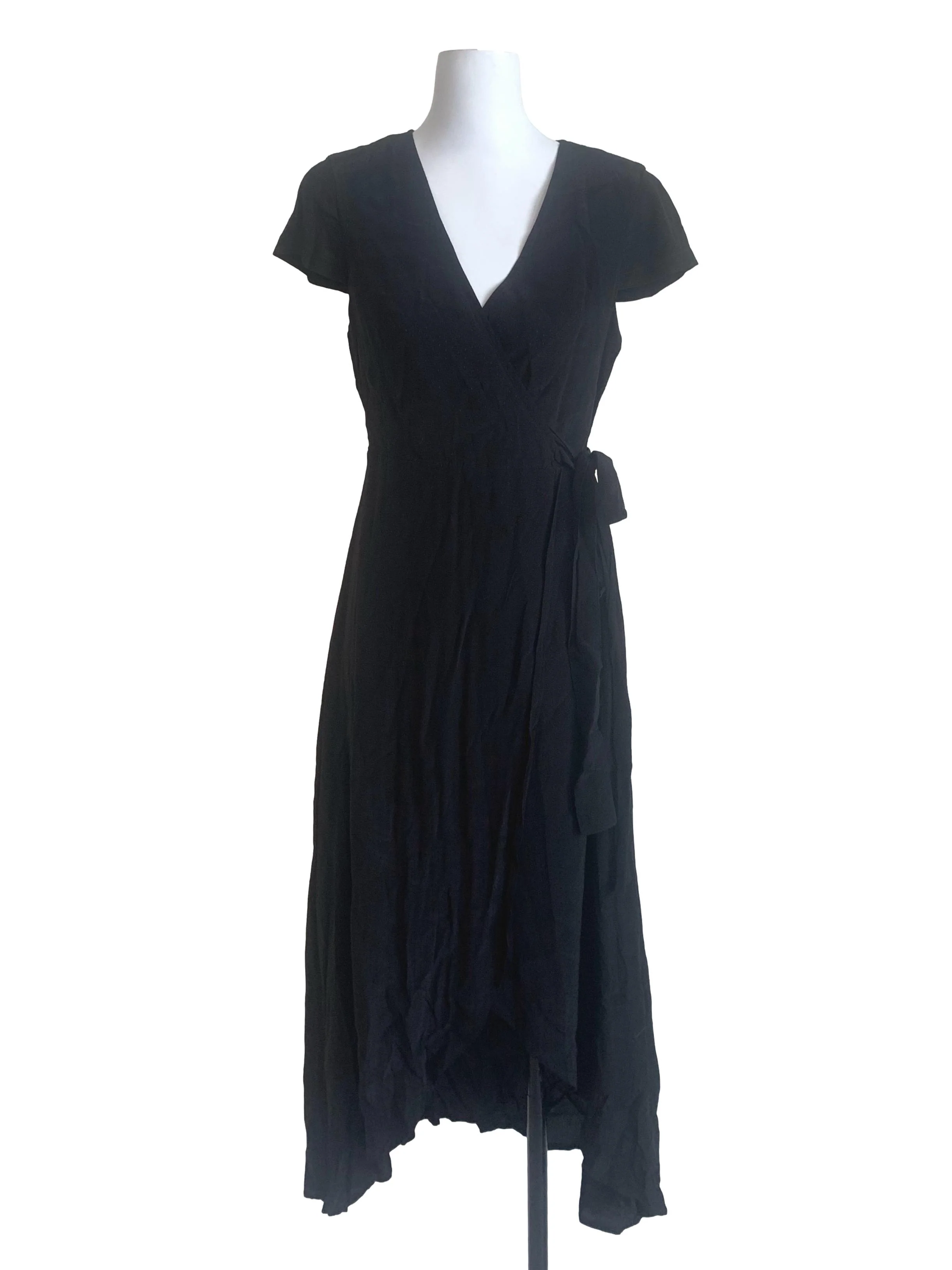 Midnight Black Deep V Neck Dress TEM