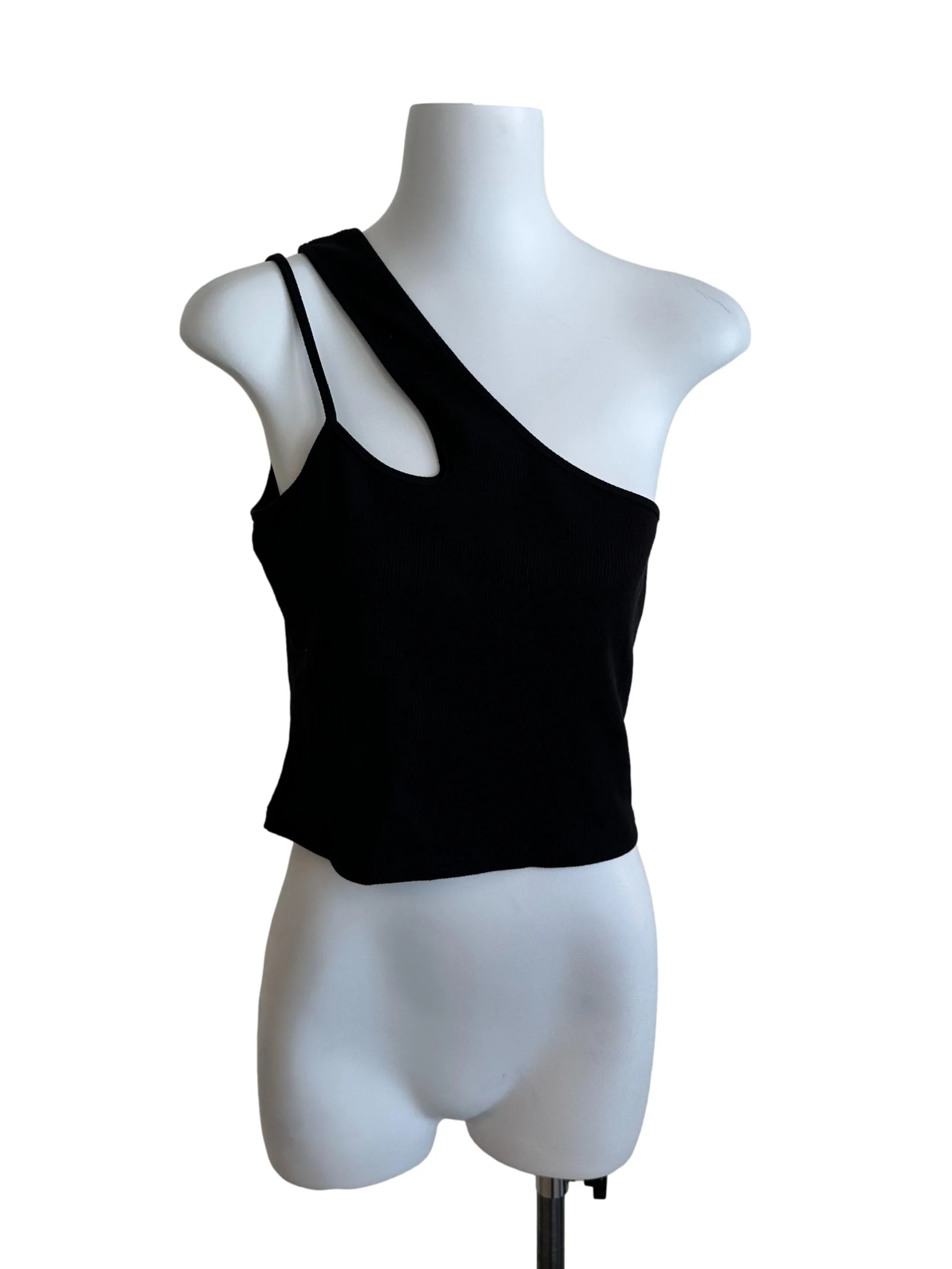 Midnight Black Knit Asymmetric Top