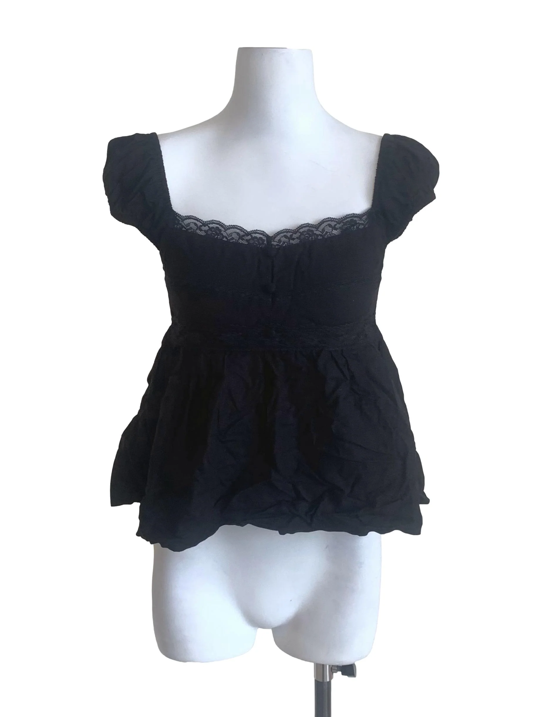 Midnight Black Lace Peplum Top