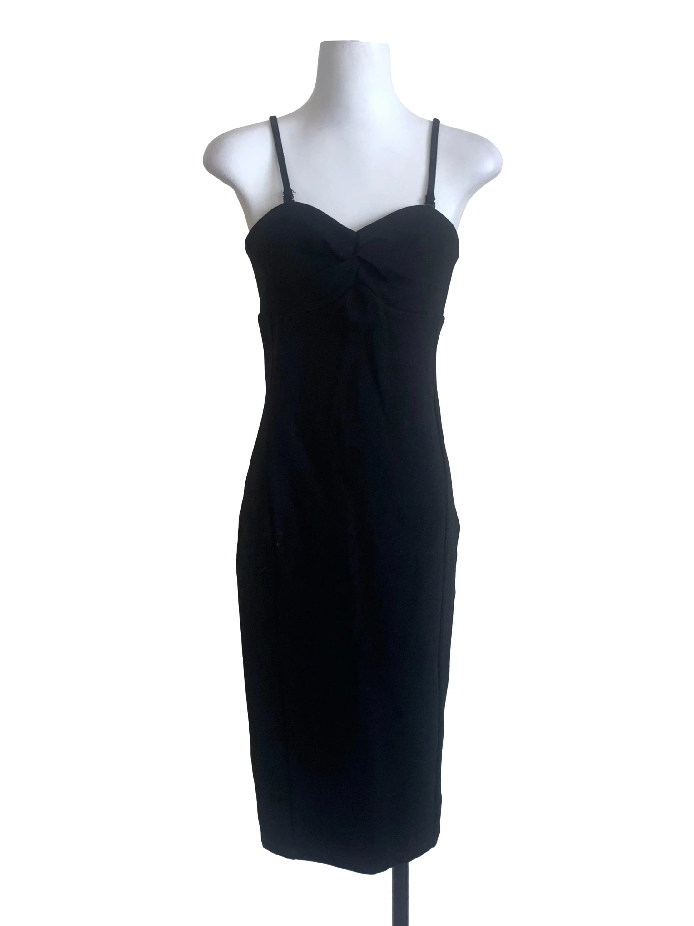 Midnight Black Spaghetti Strap Sheath Dress
