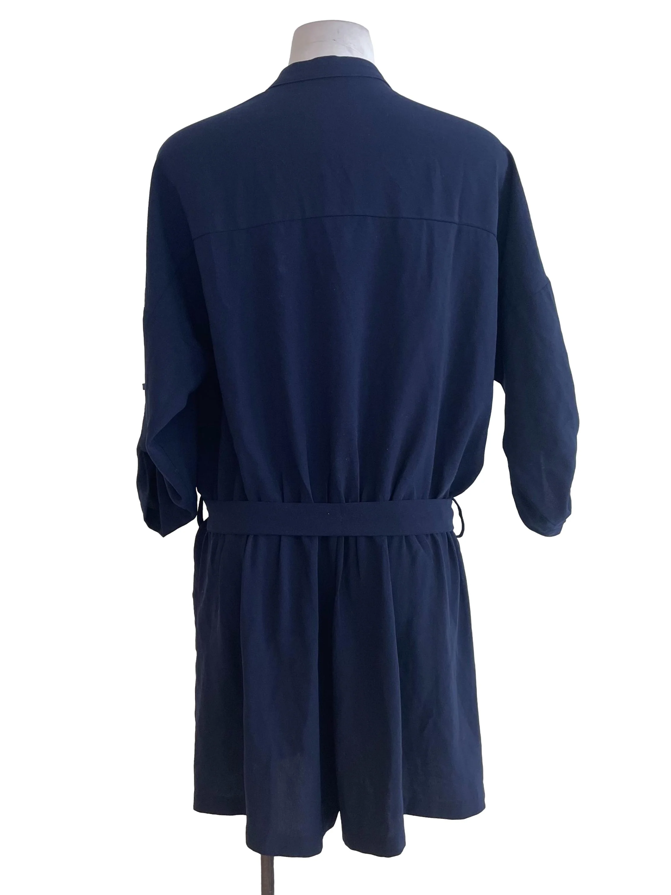 Midnight Blue Collar Accordion Romper - Image 2