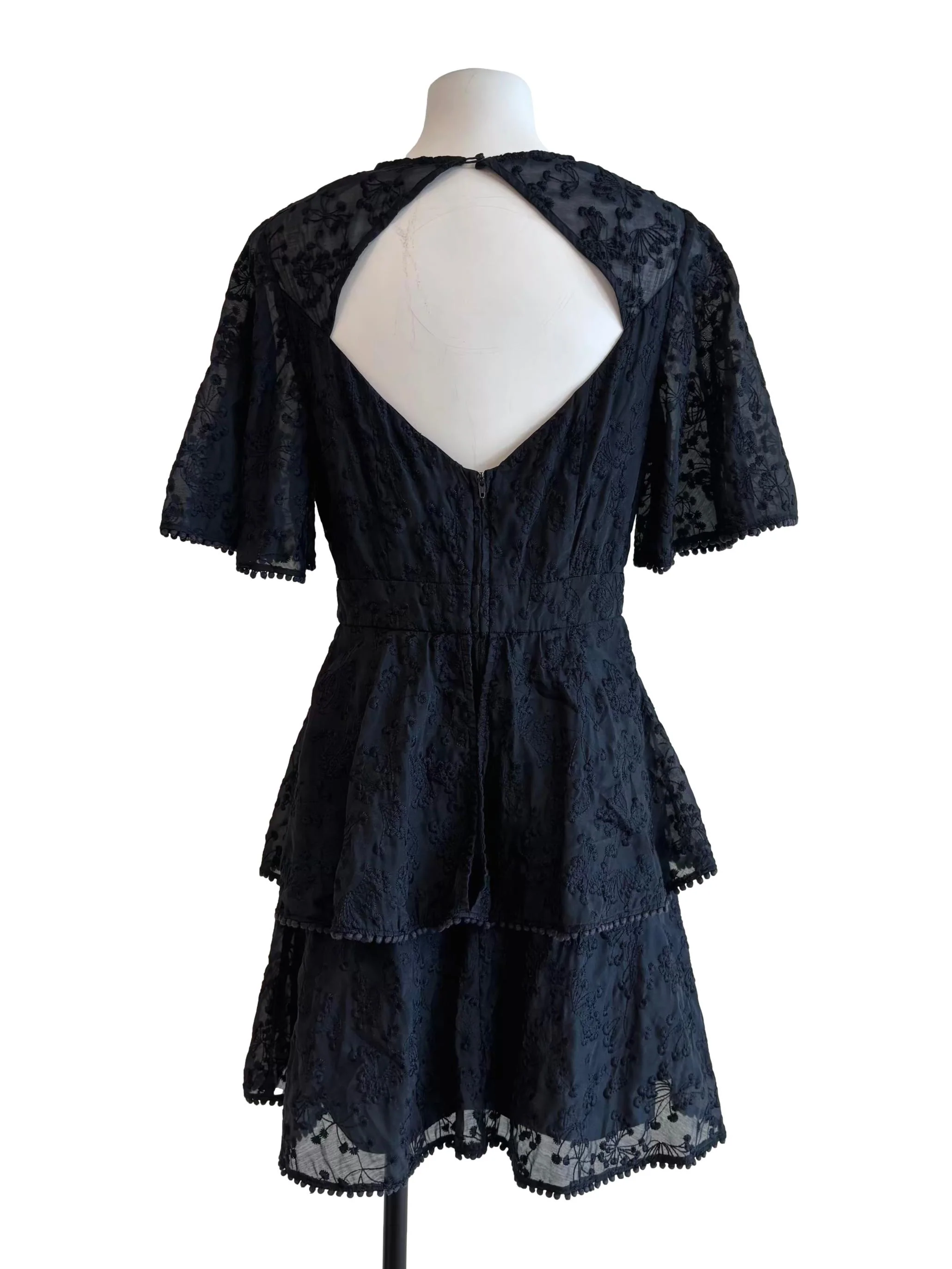 Midnight Blue Embroidered Tiered Dress - Image 2