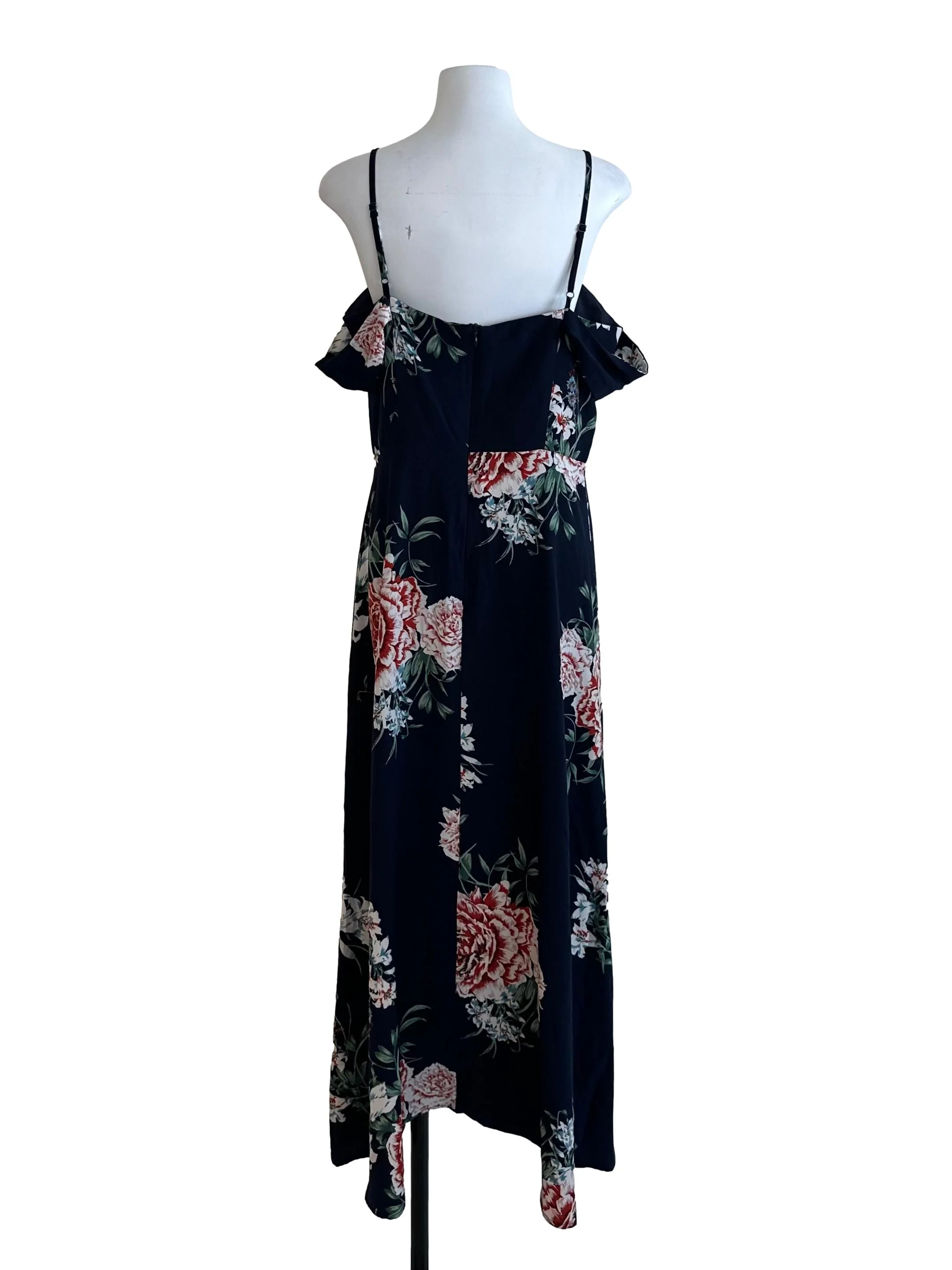 Midnight Blue Floral Off Shoulder Dress - Image 2