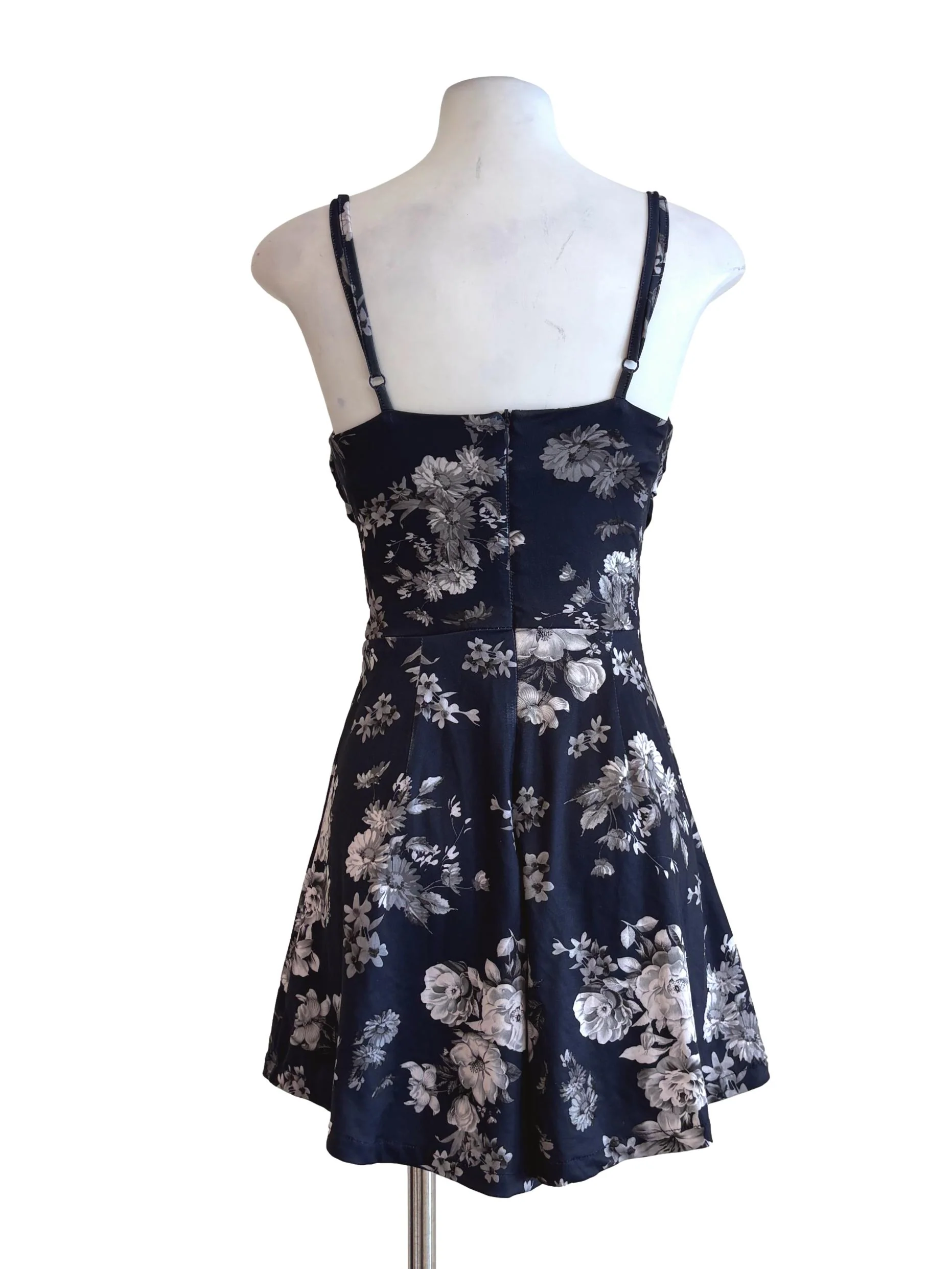 Midnight Blue Floral Spaghetti Strap Romper - Image 2
