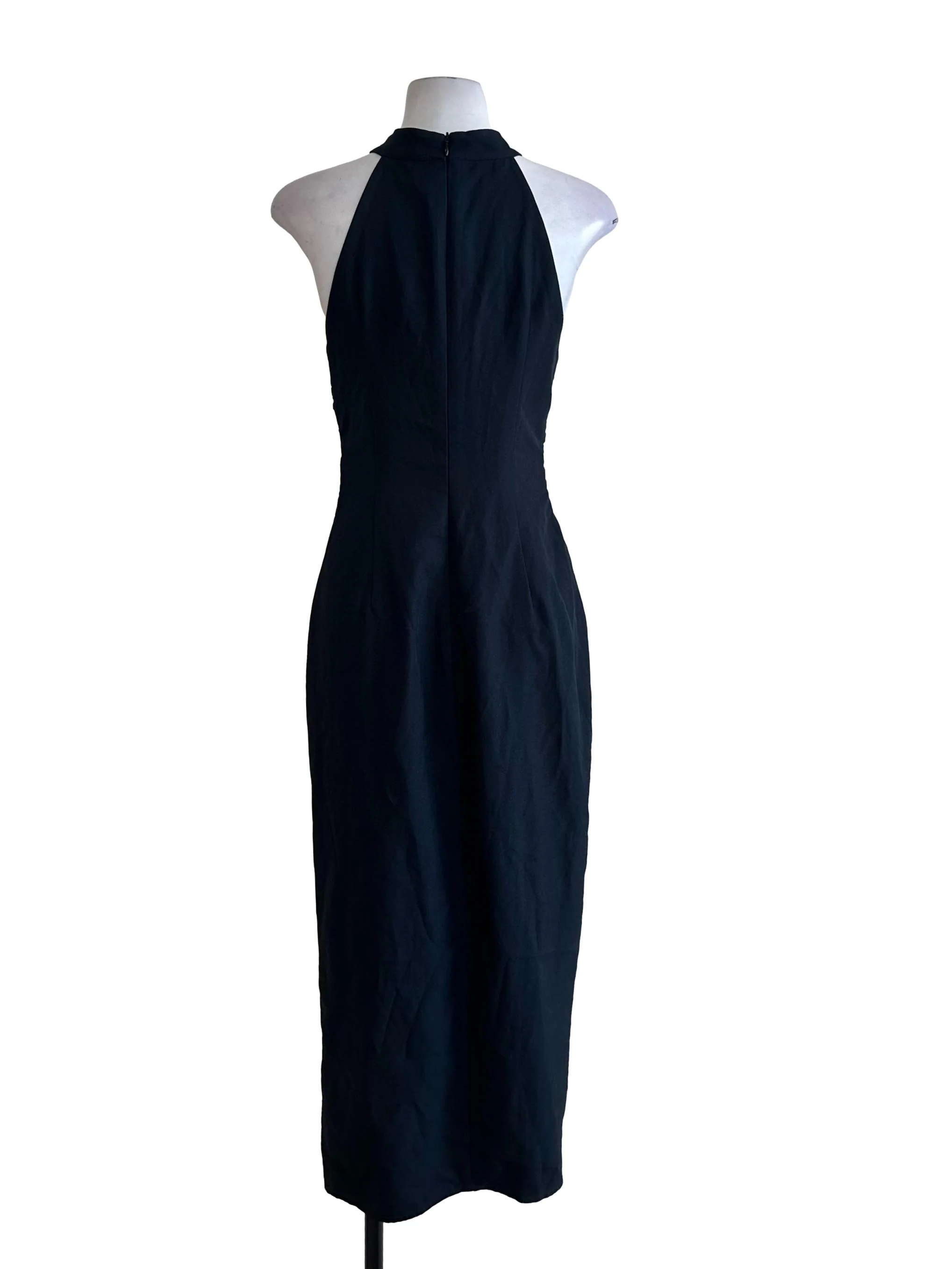 Midnight Blue Mesh Net Slit Halter Dress - Image 2