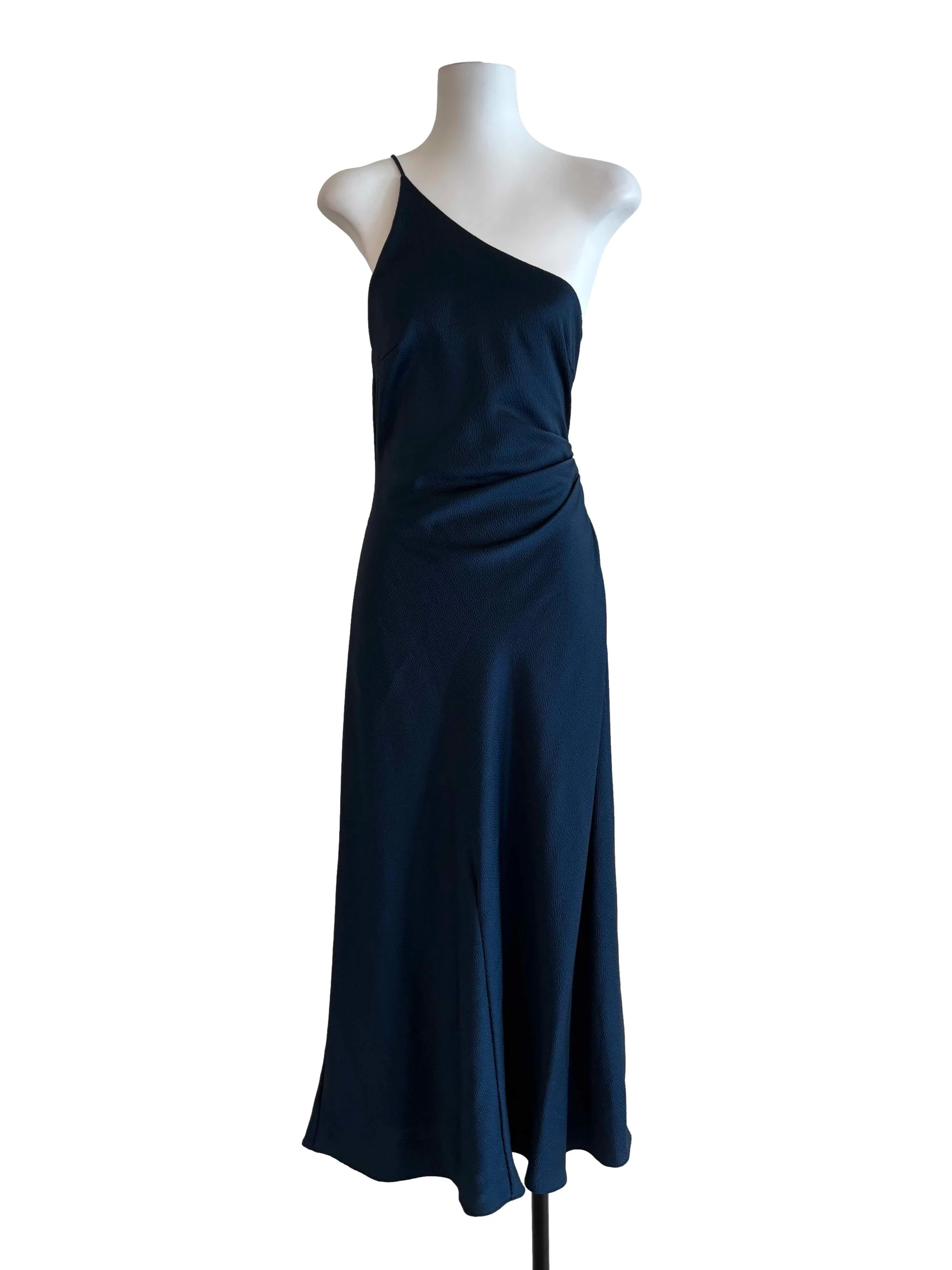 Midnight Blue One Shoulder Slip Dress