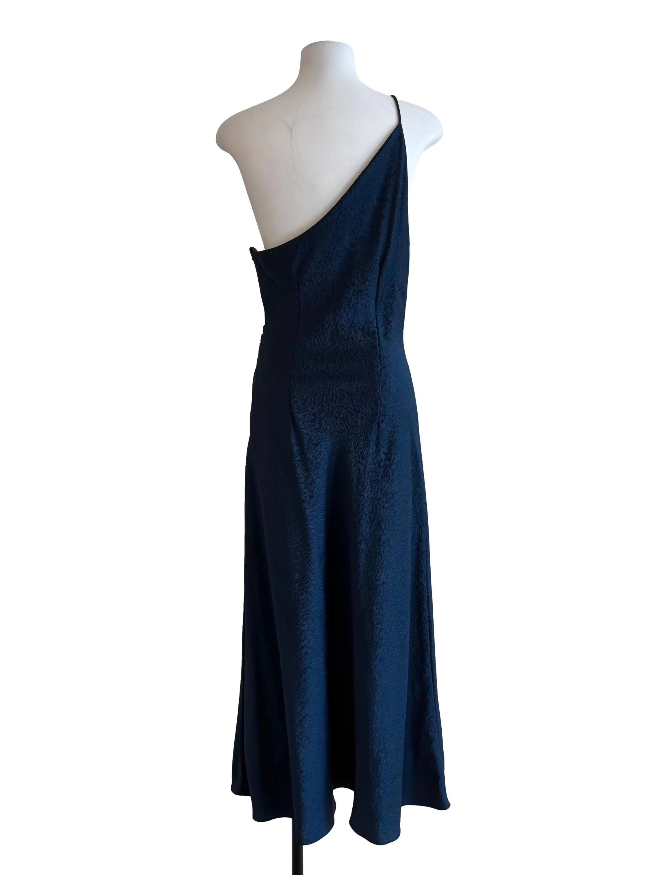 Midnight Blue One Shoulder Slip Dress - Image 2