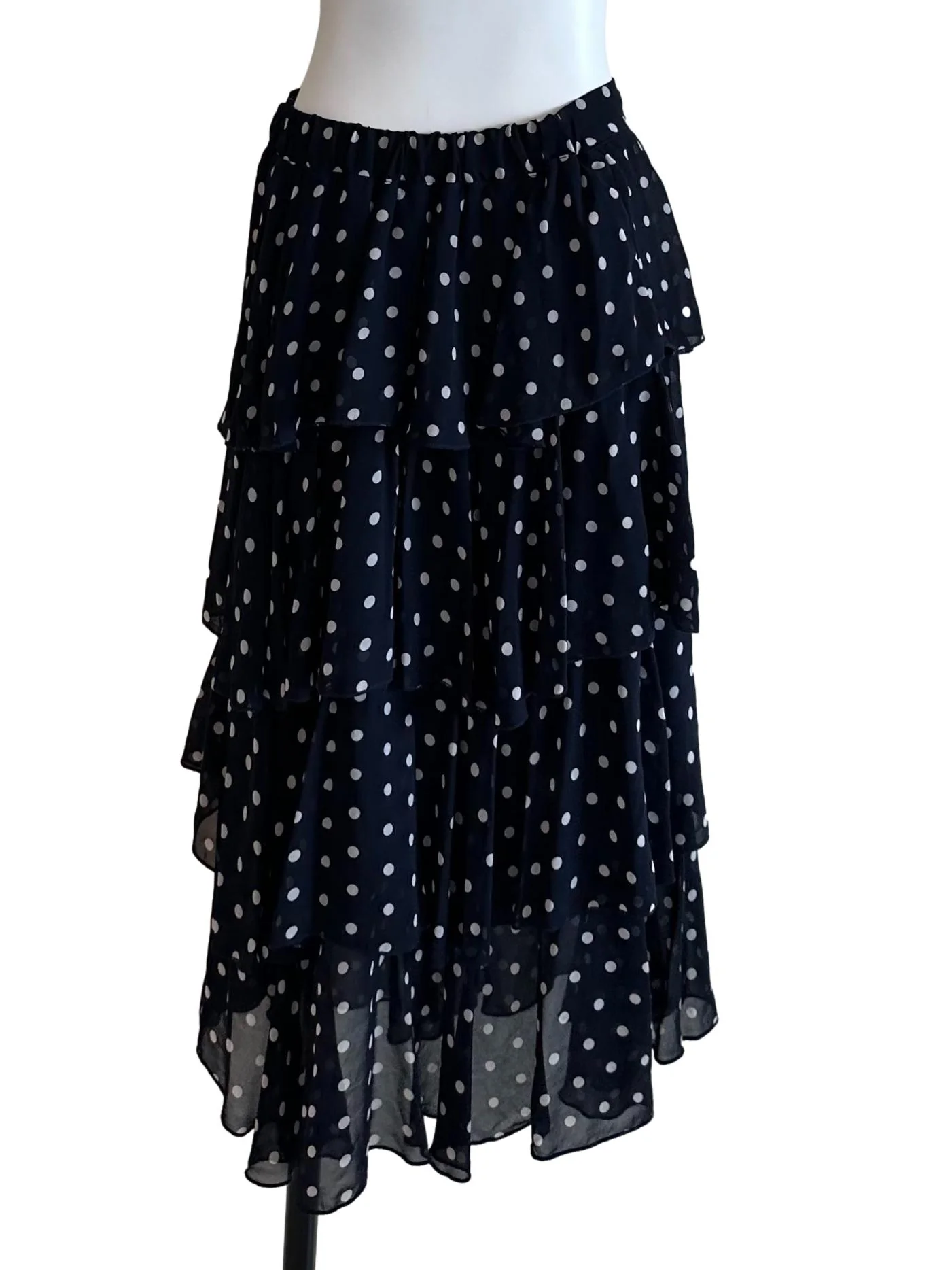 Midnight Blue Polkadot Layered Skirt - Image 2