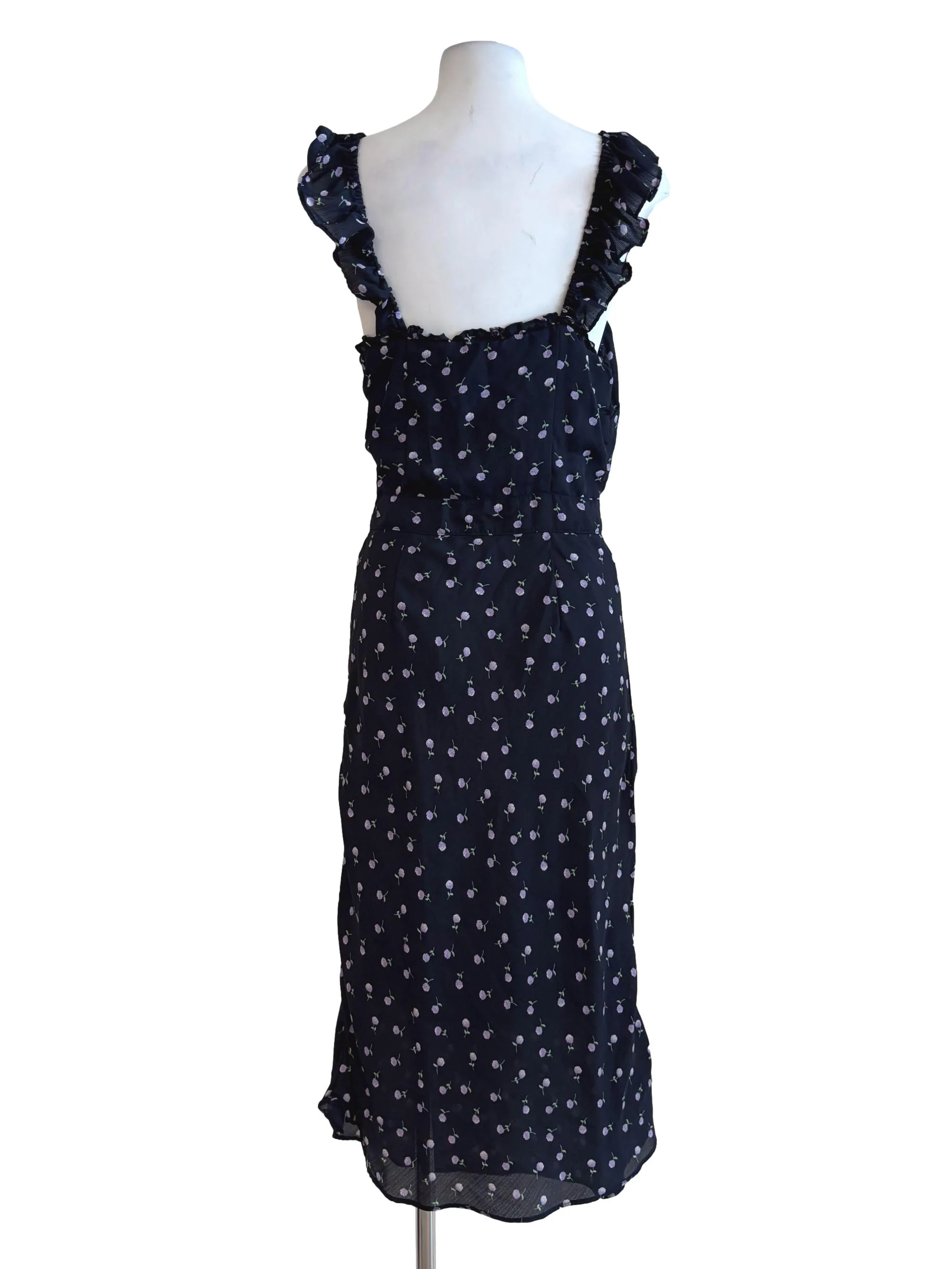 Midnight Blue Purple Flower Chiffon Dress - Image 2