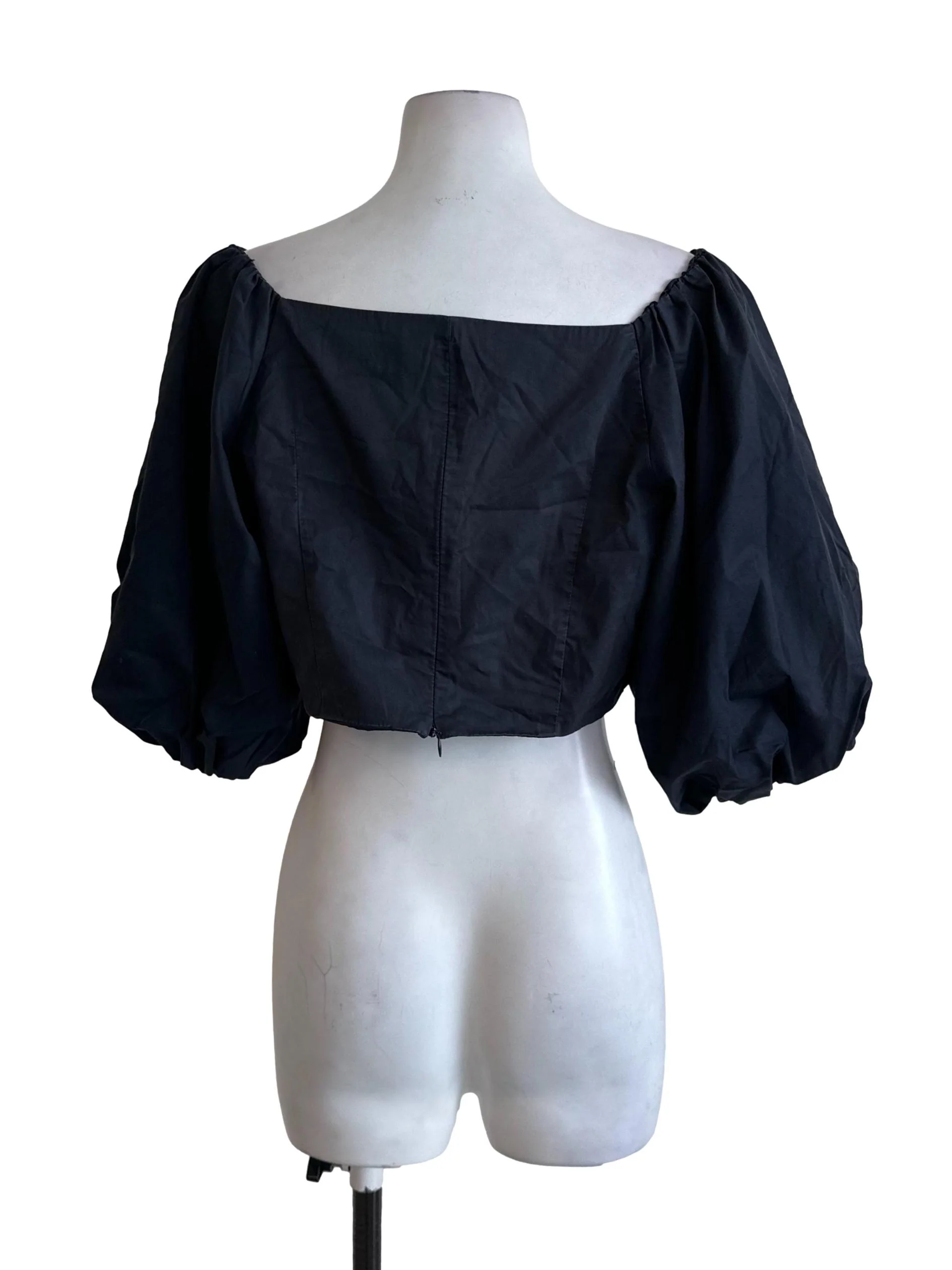 Midnight Blue Sabrina Puff Sleeve Top - Image 2
