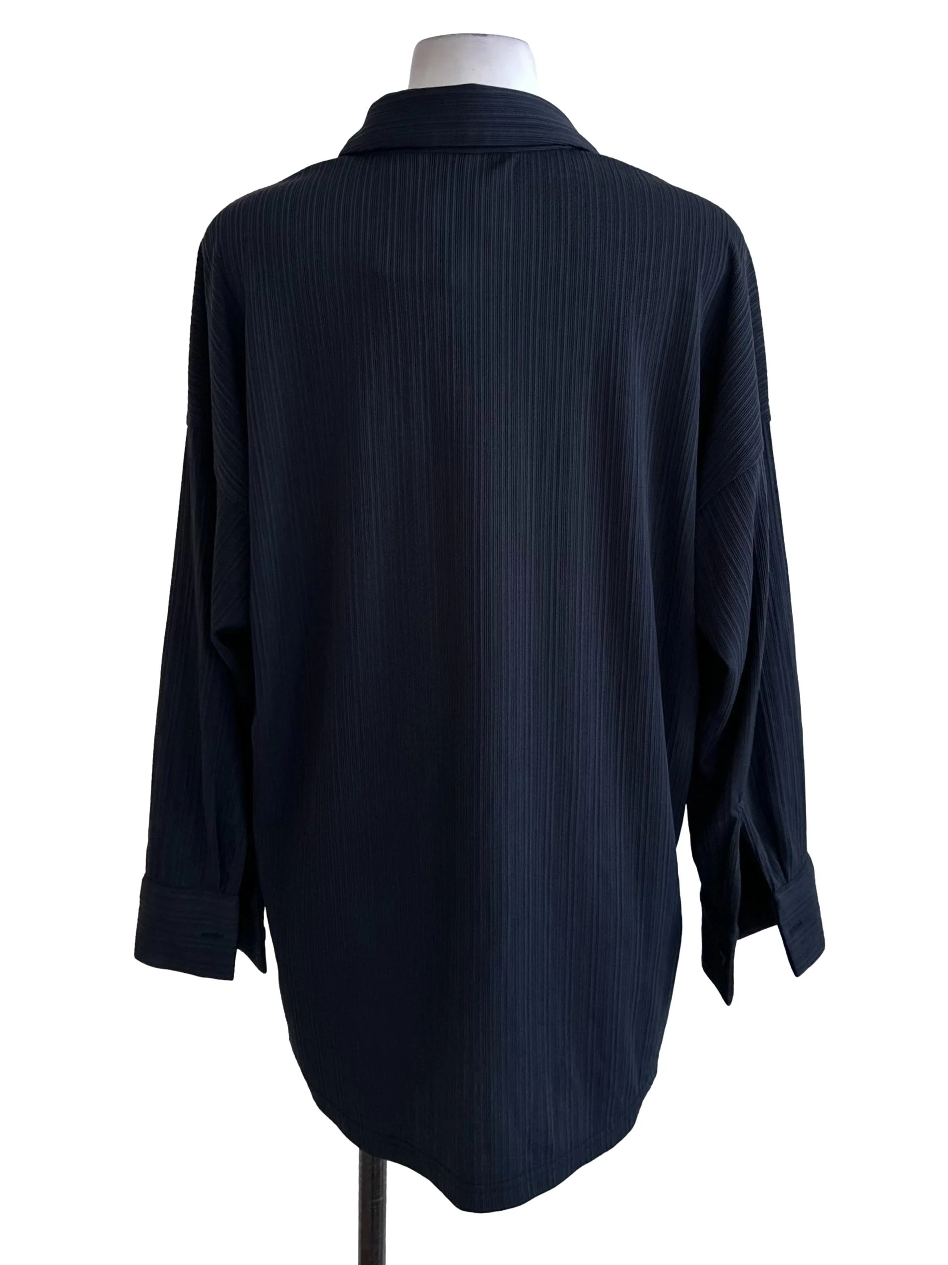 Midnight Blue Textured Collar Top - Image 2
