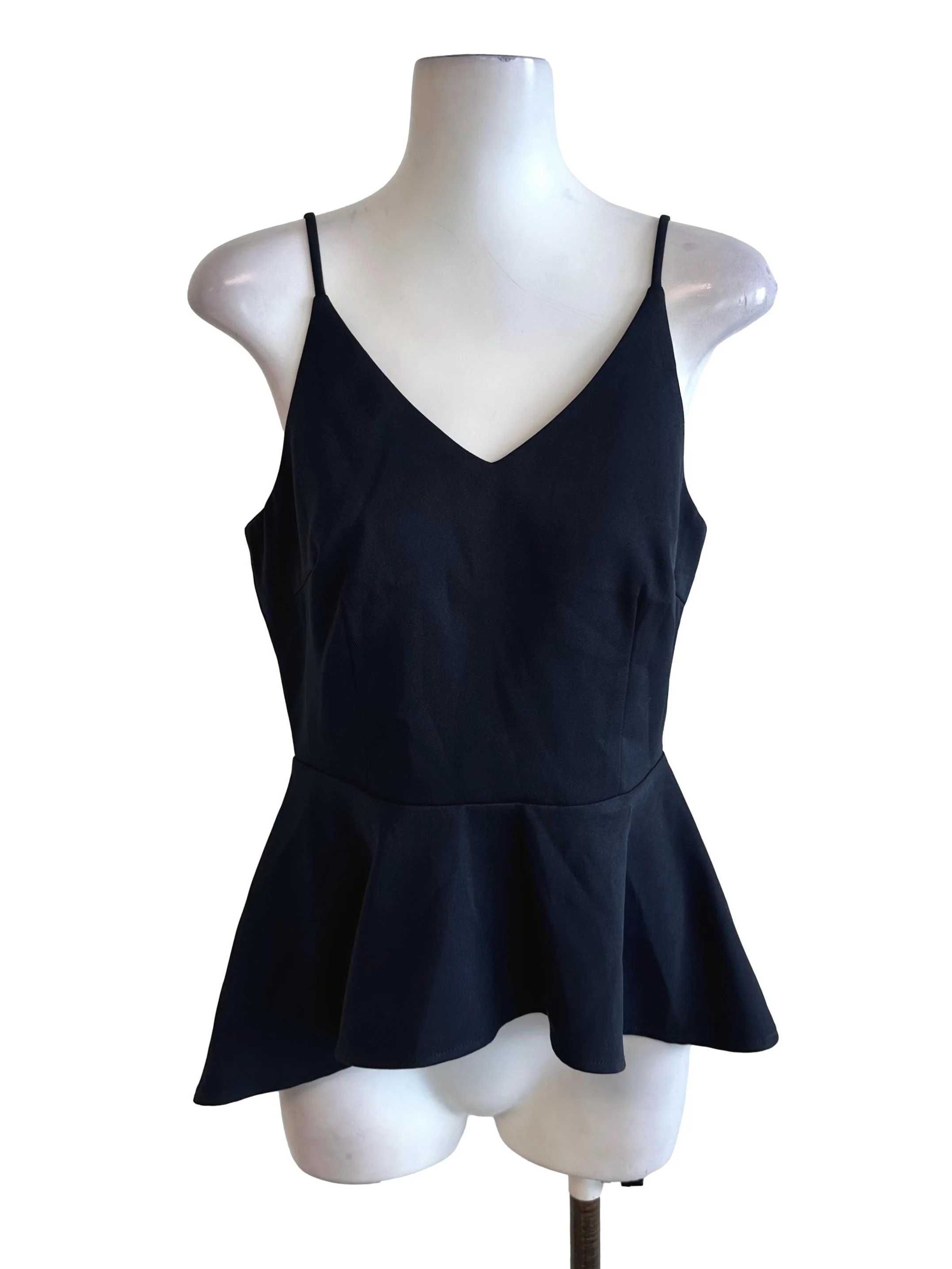 Midnight Blue V Neck Peplum Top LB